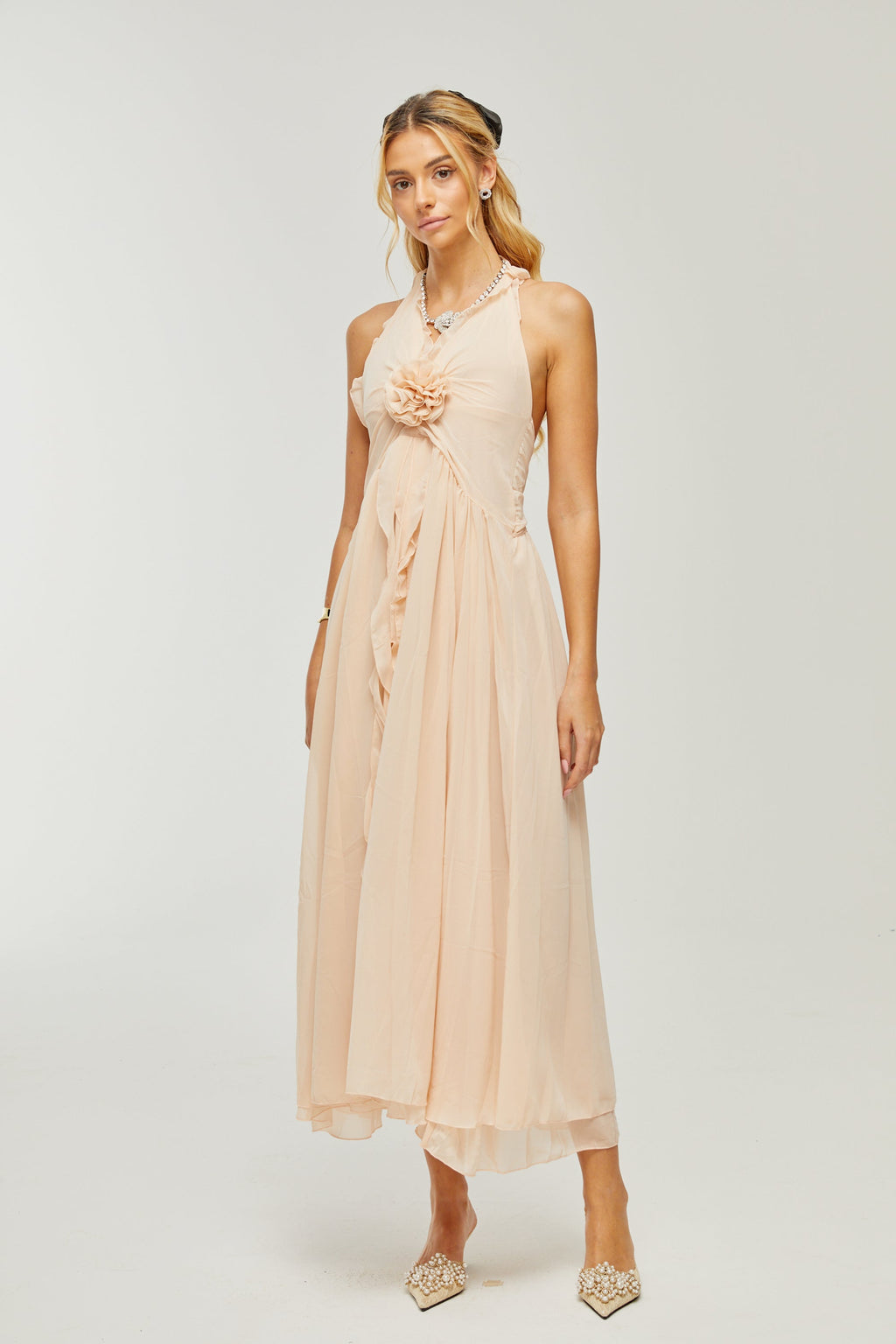 Élodie ruffled faux-flower maxi dress (Final Sale-US Only)