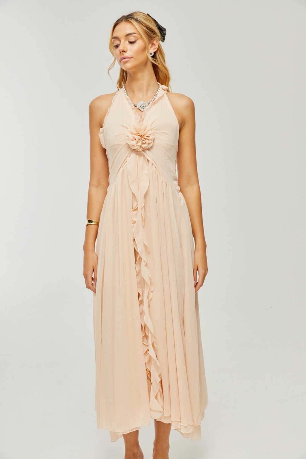 Élodie ruffled faux-flower maxi dress (Final Sale-US Only)