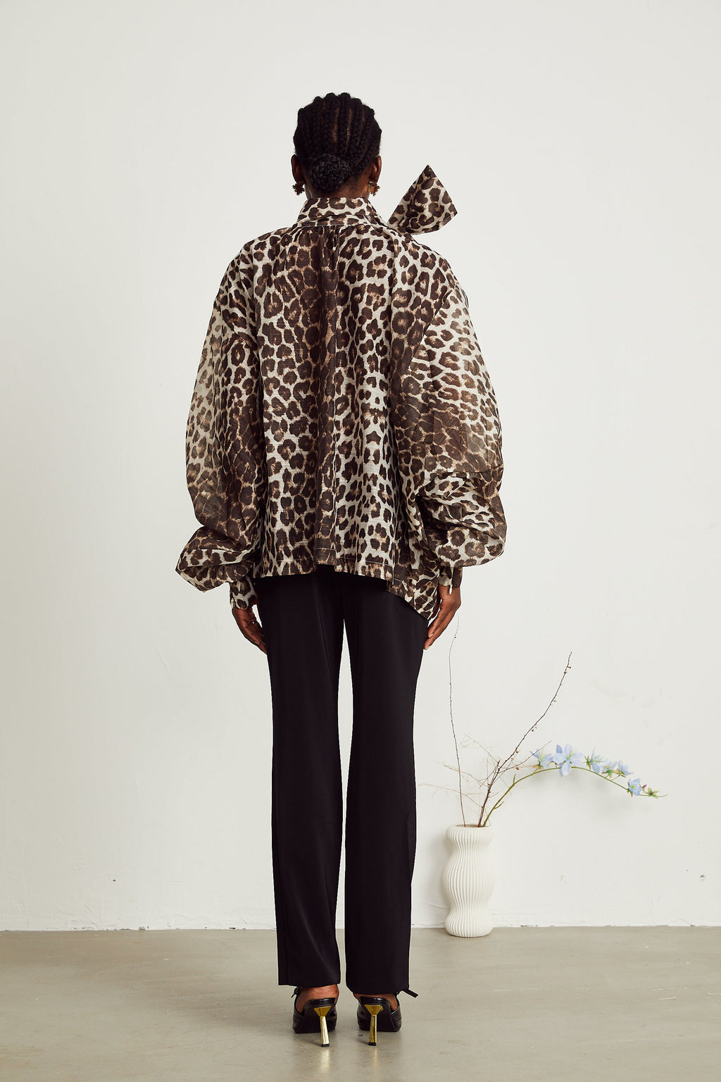 Belle leopard-print oversize-sleeved blouse (Final Sale-US Only)