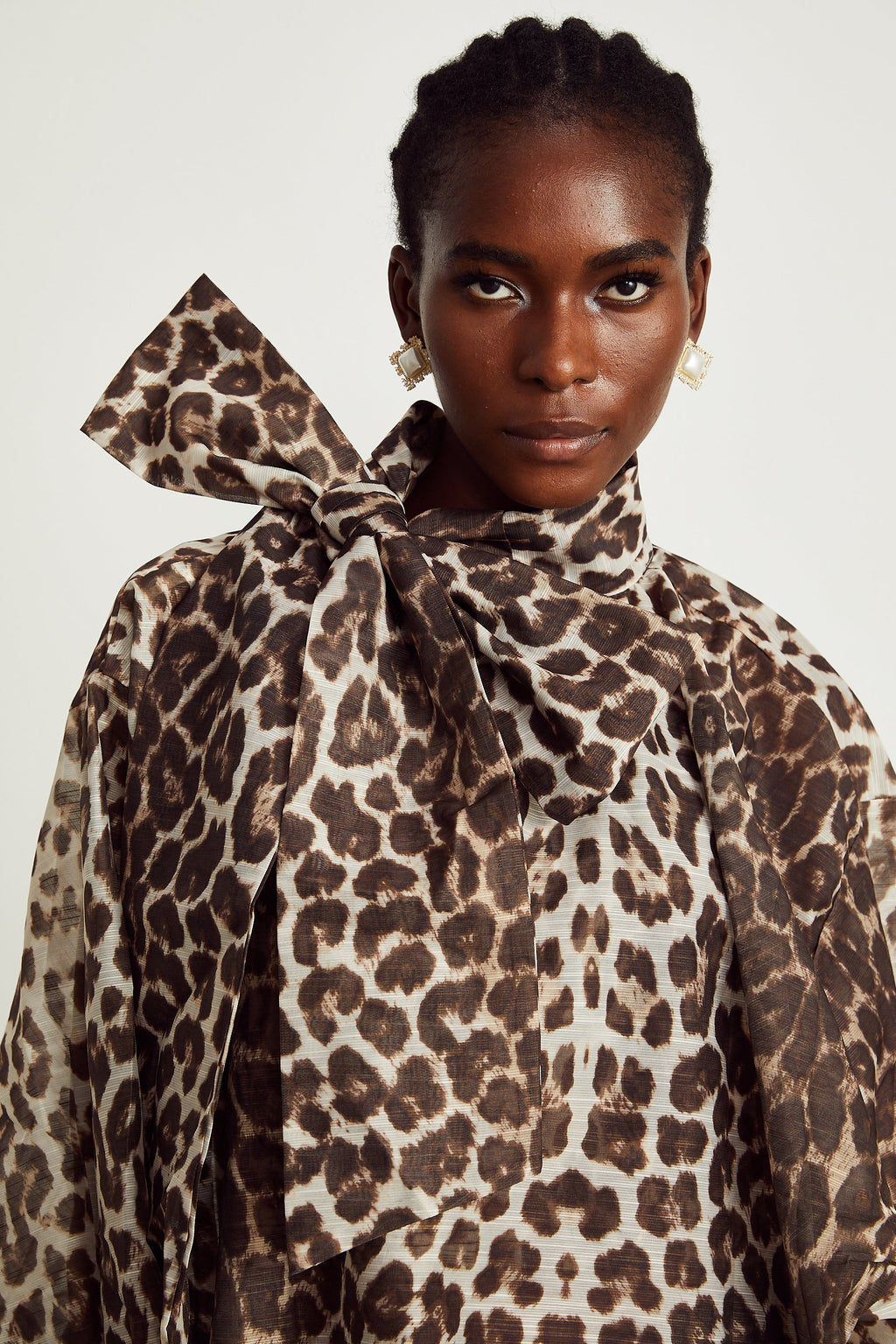 Belle leopard-print oversize-sleeved blouse (Final Sale-US Only)