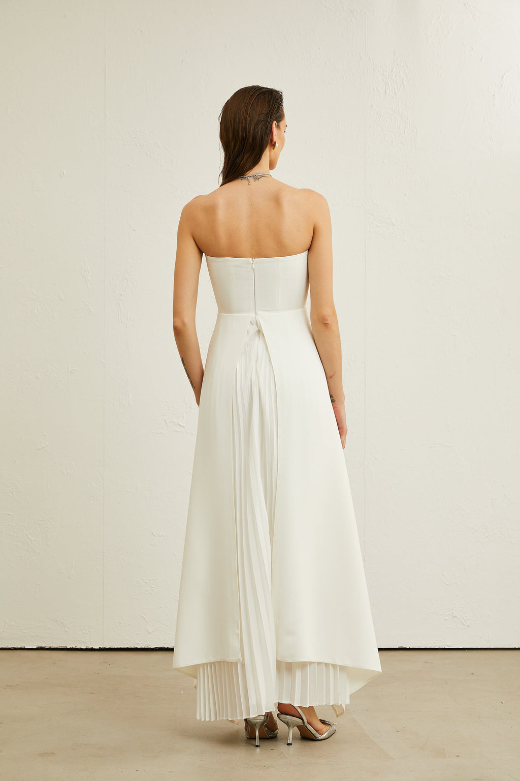 Vanessa white pleated off-shoulder maxi dress (Final Sale-US Only)