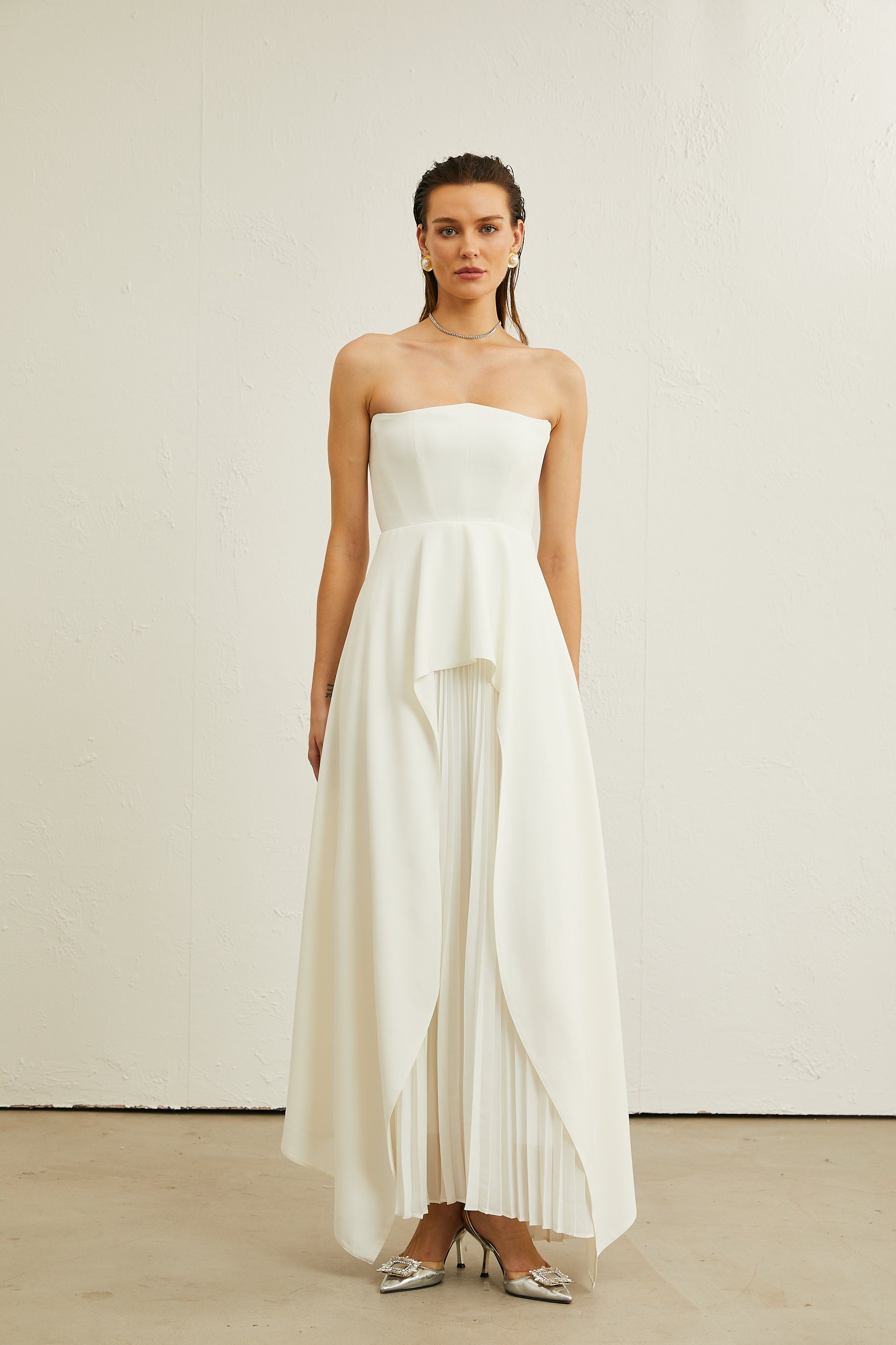 Vanessa white pleated off-shoulder maxi dress (Final Sale-US Only)