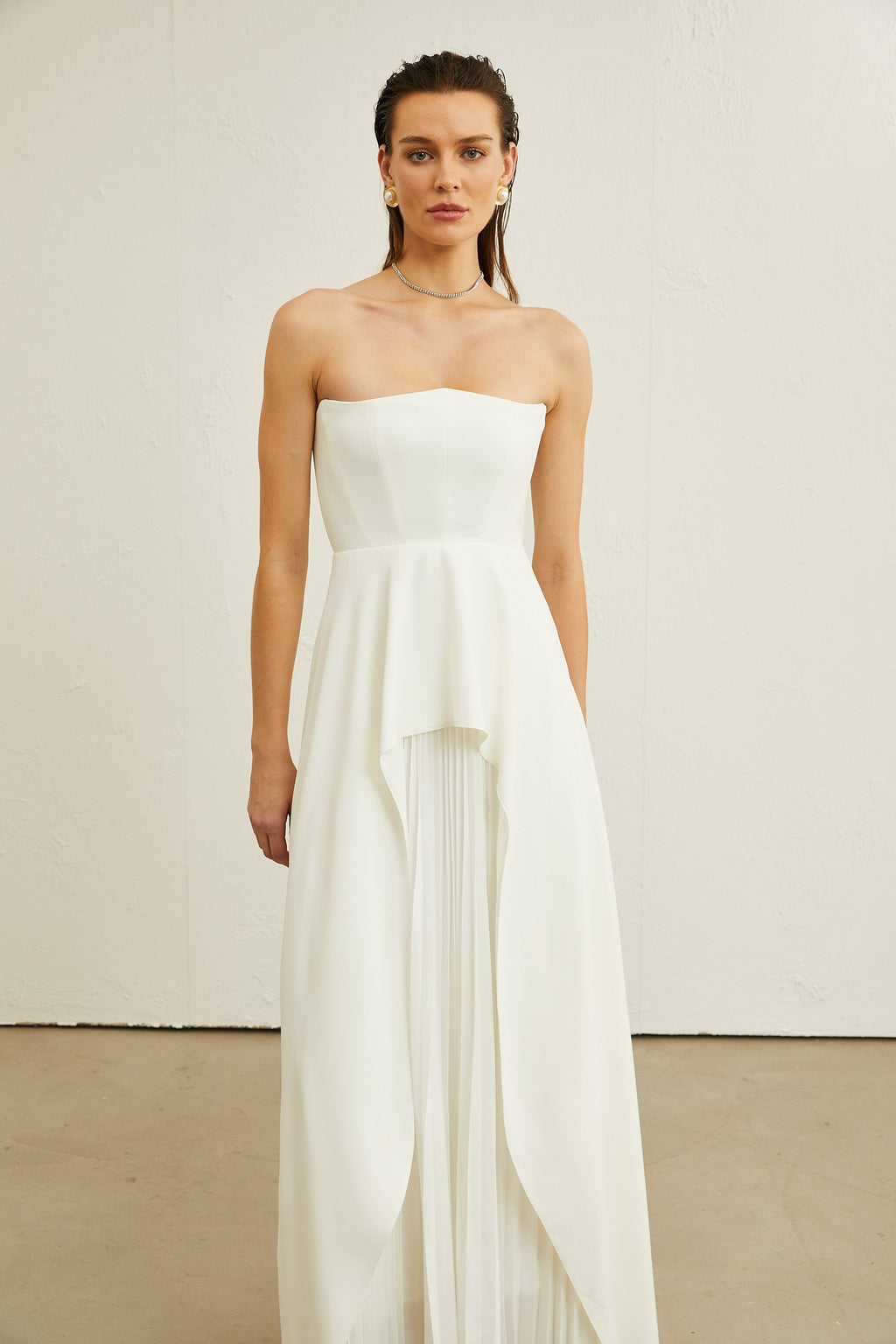 Vanessa white pleated off-shoulder maxi dress (Final Sale-US Only)