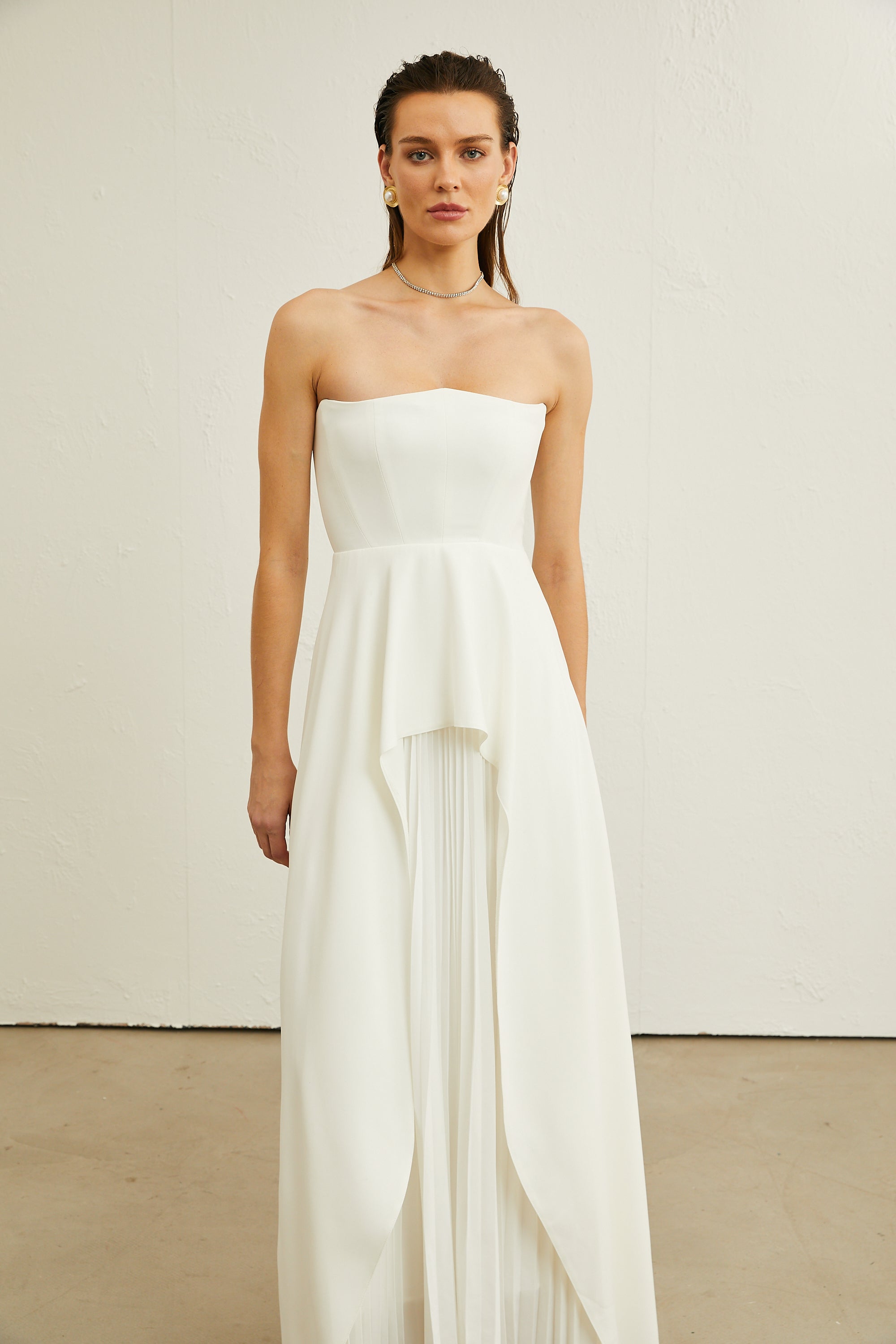 Vanessa white pleated off-shoulder maxi dress (Final Sale-US Only)
