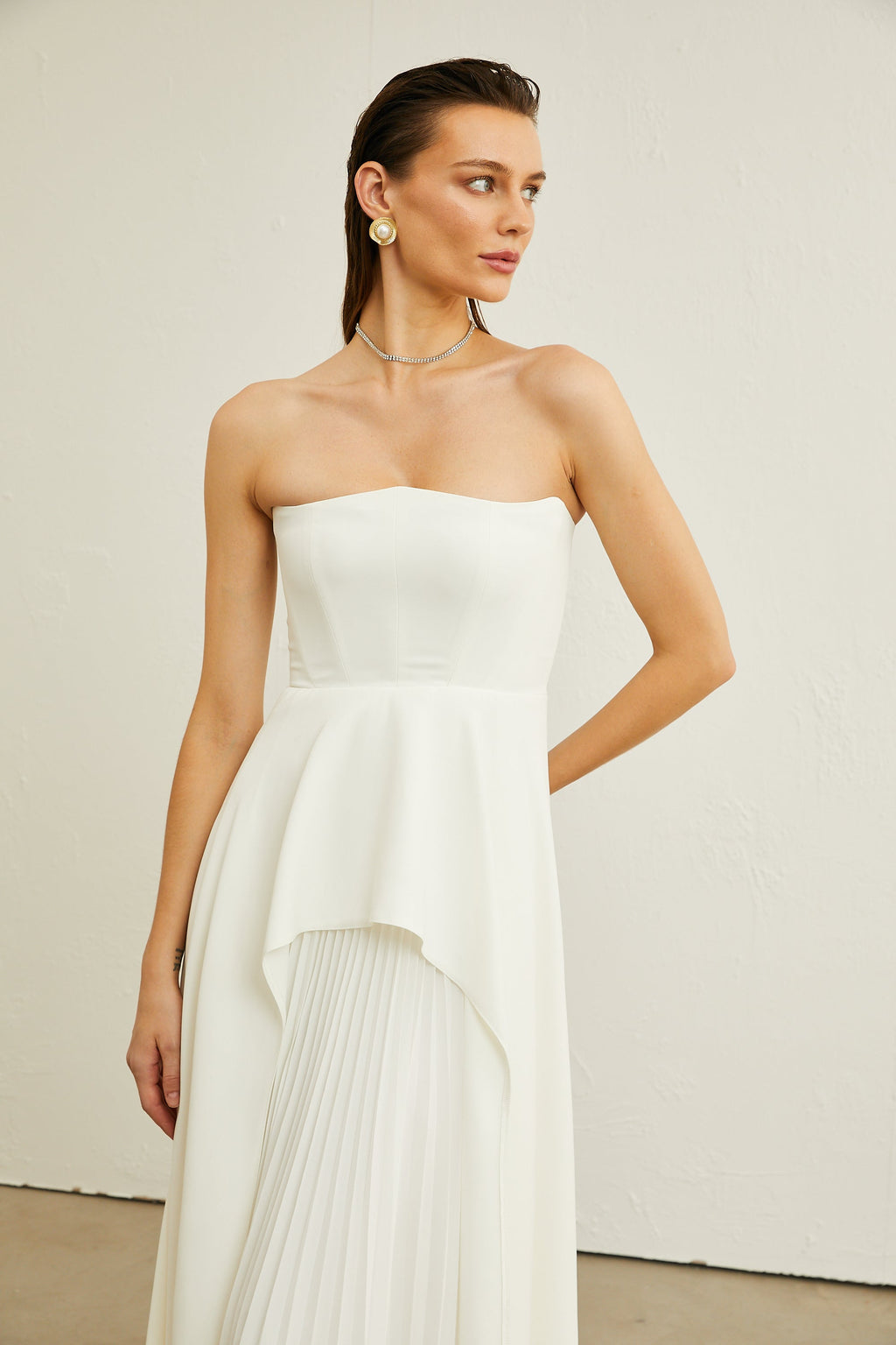 Vanessa white pleated off-shoulder maxi dress (Final Sale-US Only)