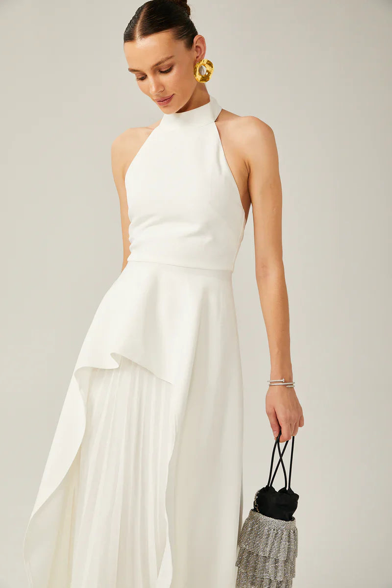 INÉS | Vestido largo de capas con cuello halter - Angela Puerto