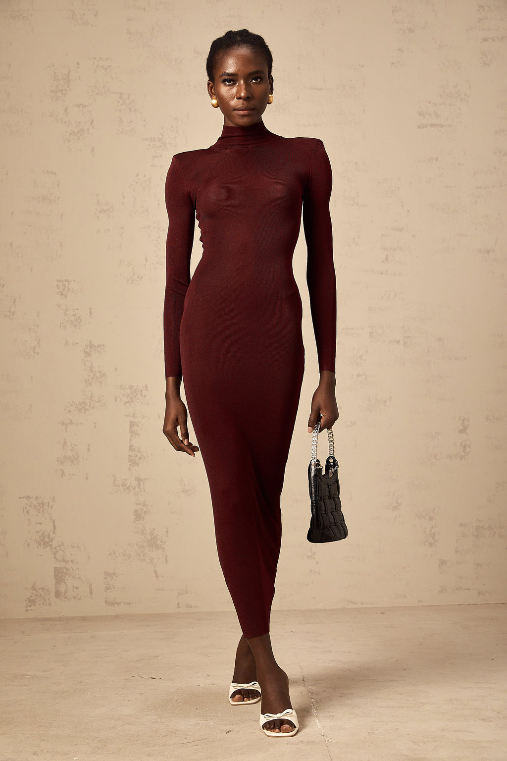 Eléa red semi-sheer knitted midi dress (Final Sale-US Only)