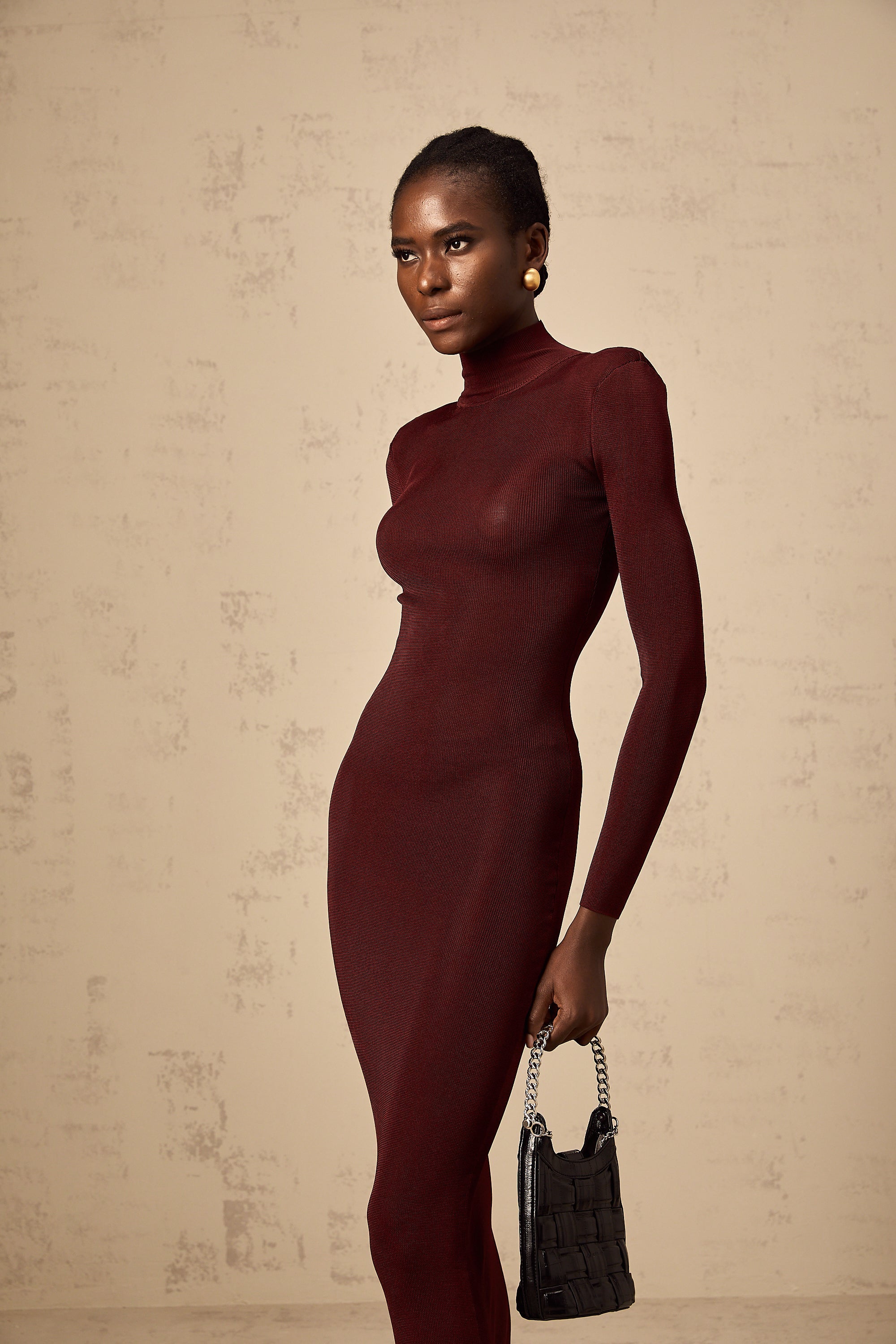Eléa red semi-sheer knitted midi dress (Final Sale-US Only)