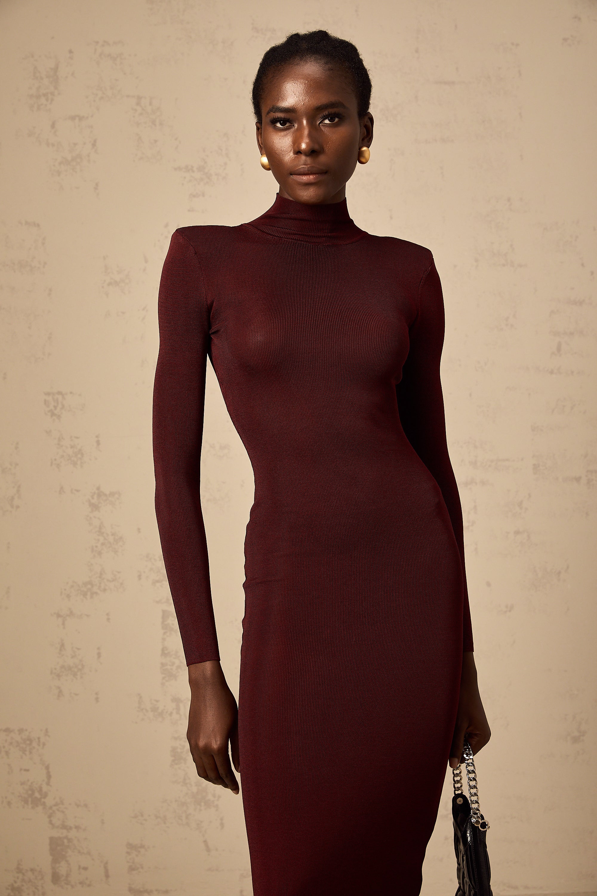Eléa red semi-sheer knitted midi dress (Final Sale-US Only)