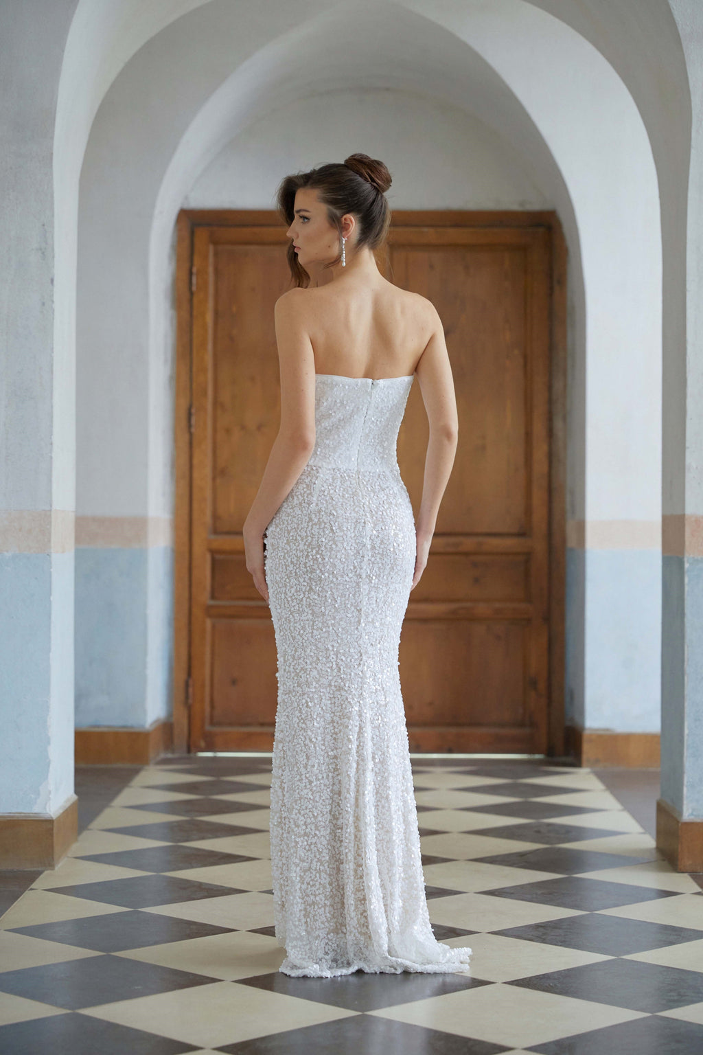 Iseult White Faux Pearl Mesh Maxi Gown (Final Sale-US Only)