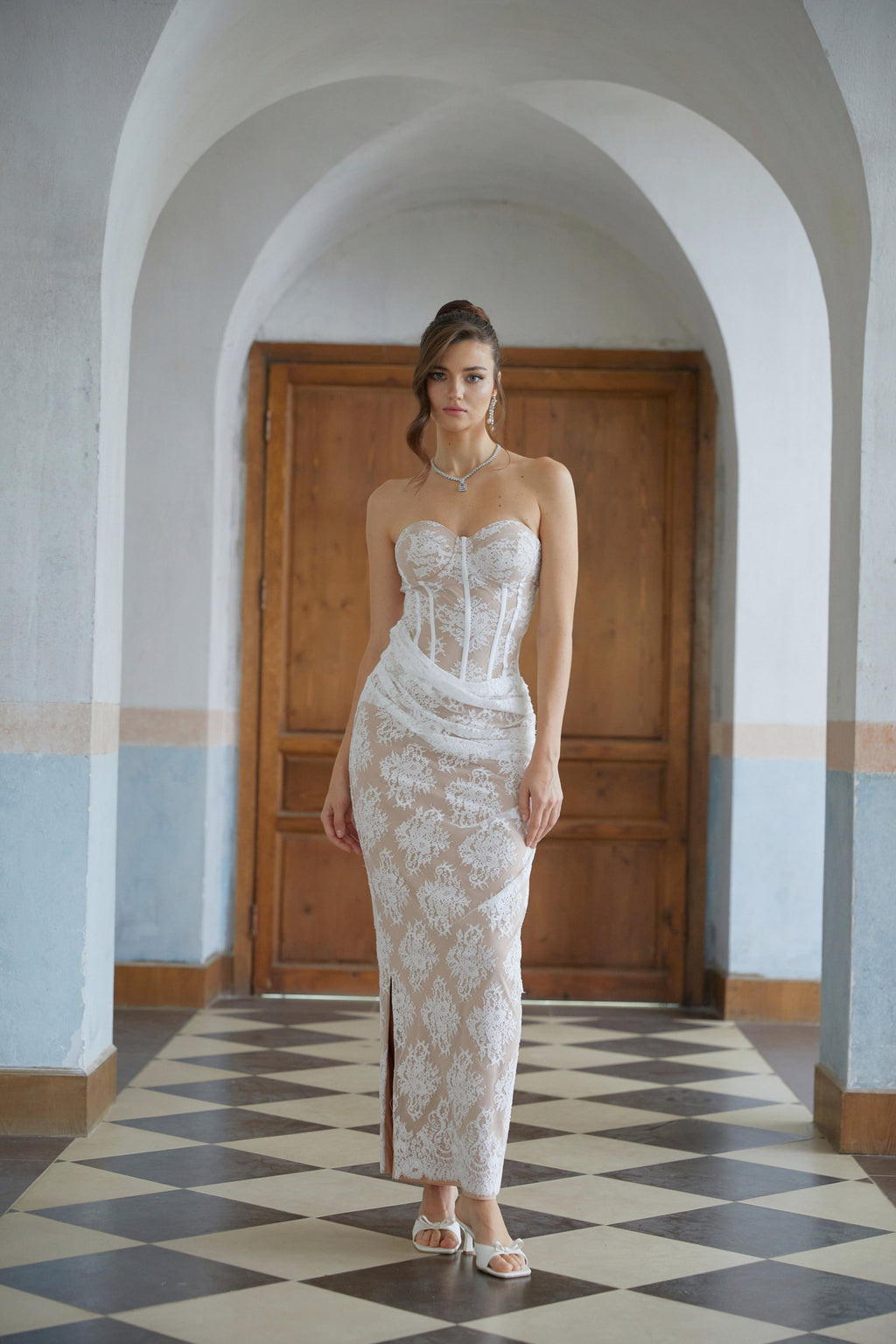 Tyra White Floral Lace Corset Maxi Dress (Final Sale-US Only)