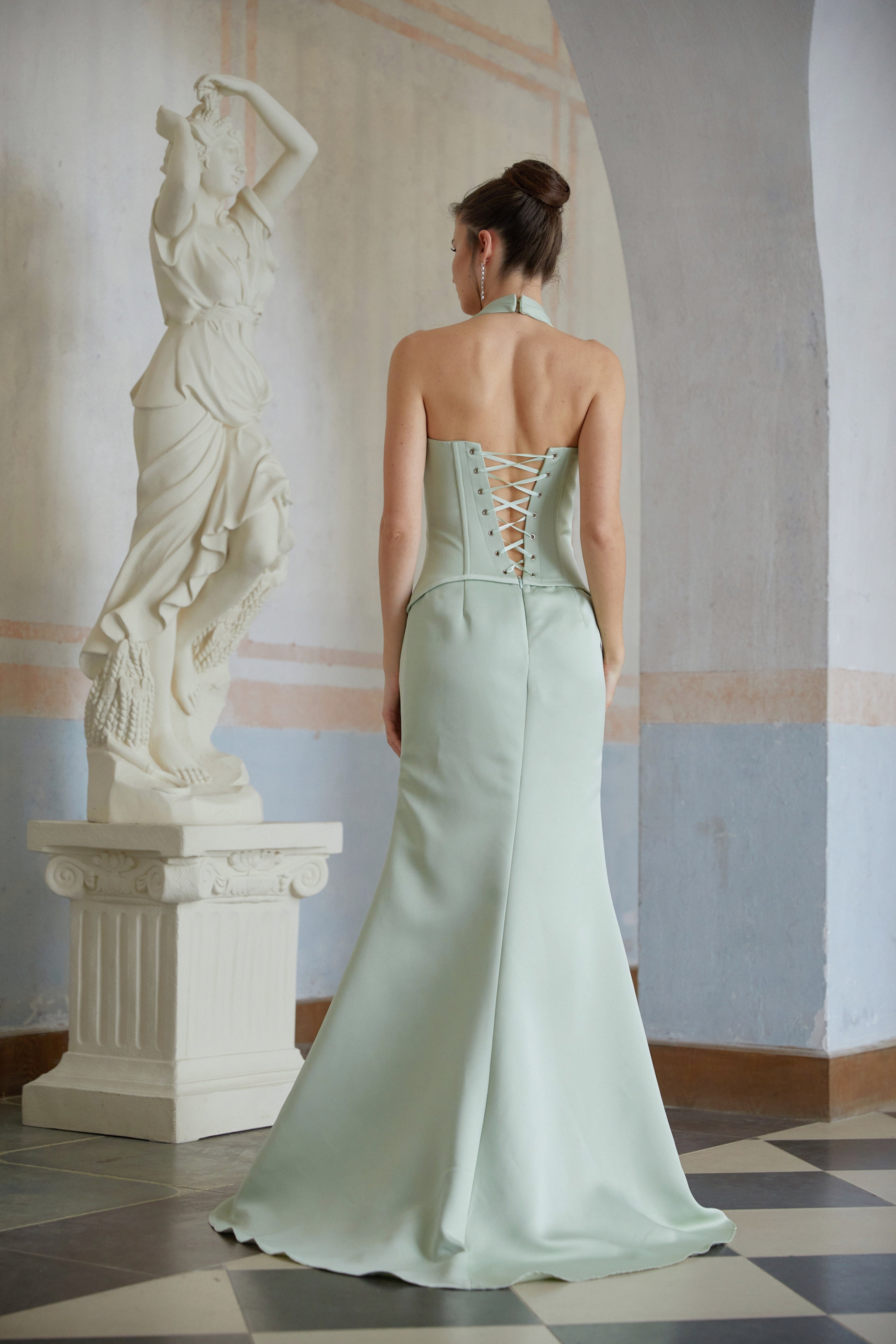 Aurélie Green Halterneck Mermaid Maxi Dress (Final Sale-US Only)