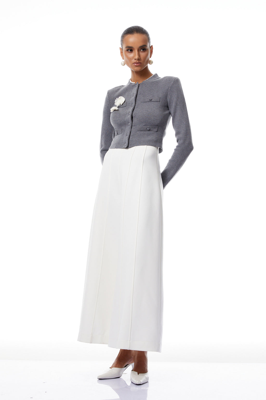 Lisette Grey 3D Petal Knit Cardigan