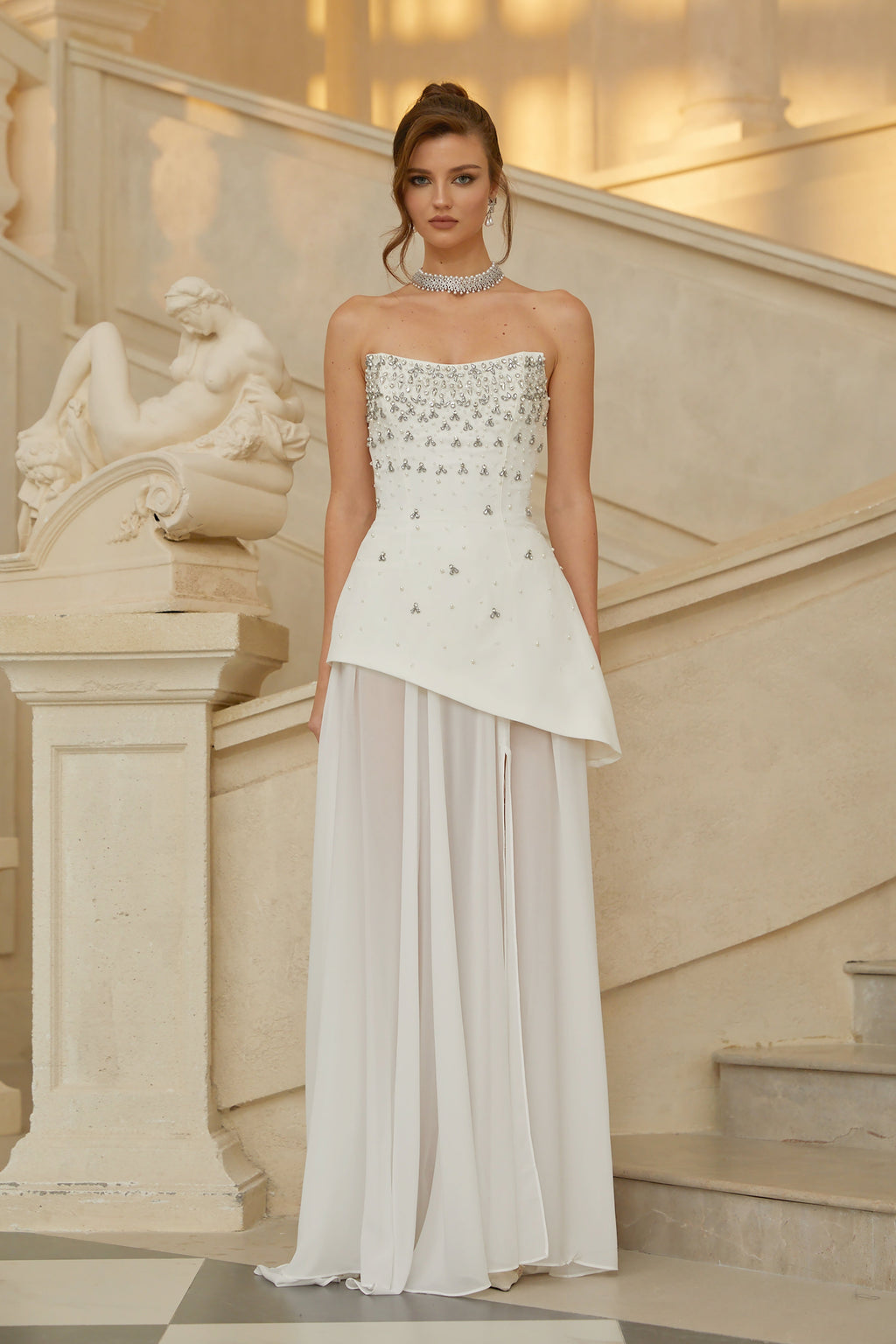 Melisande White Embellished Dress & Skirt Set (Final Sale-US Only)
