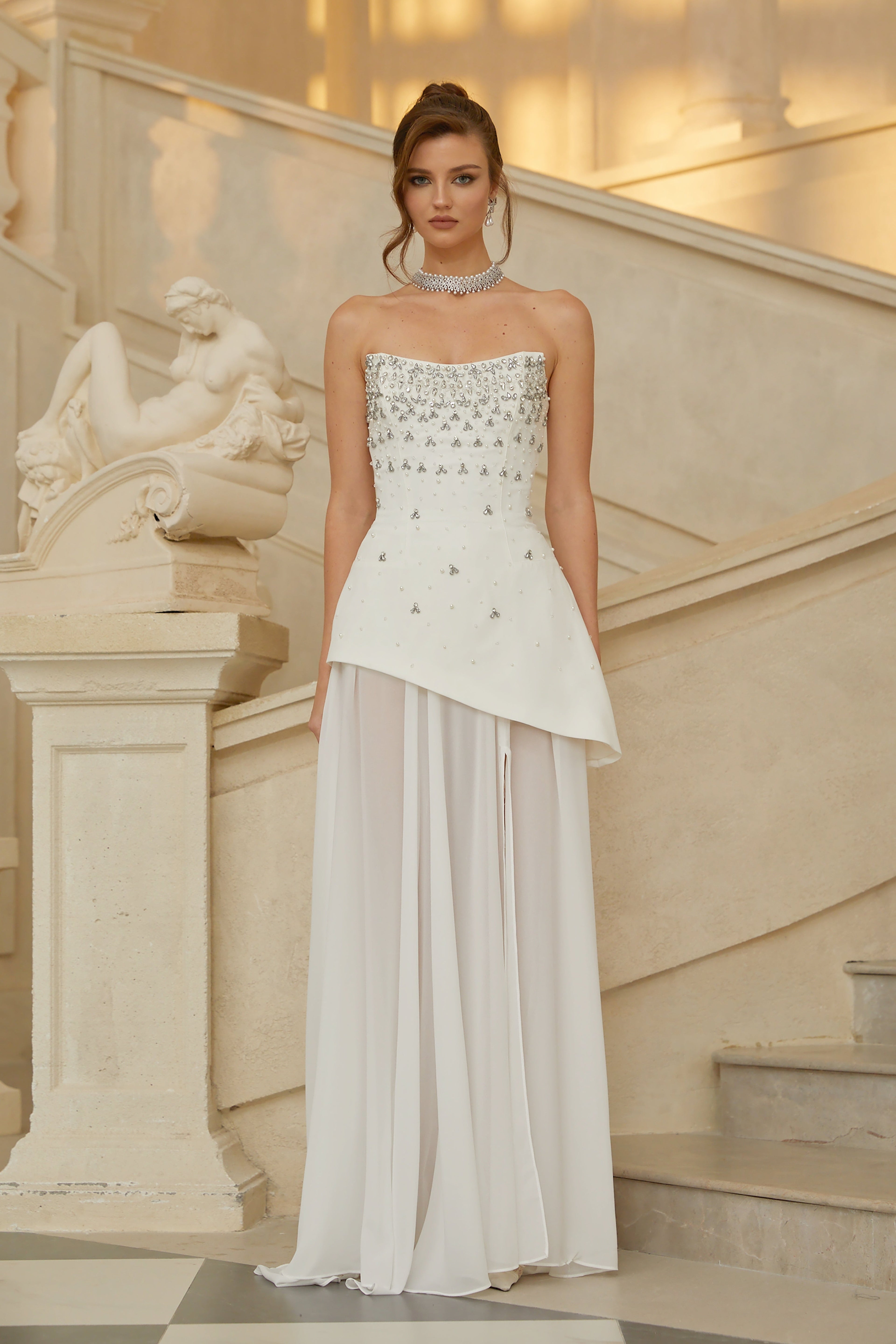 Melisande White Embellished Dress & Skirt Set (Final Sale-US Only)