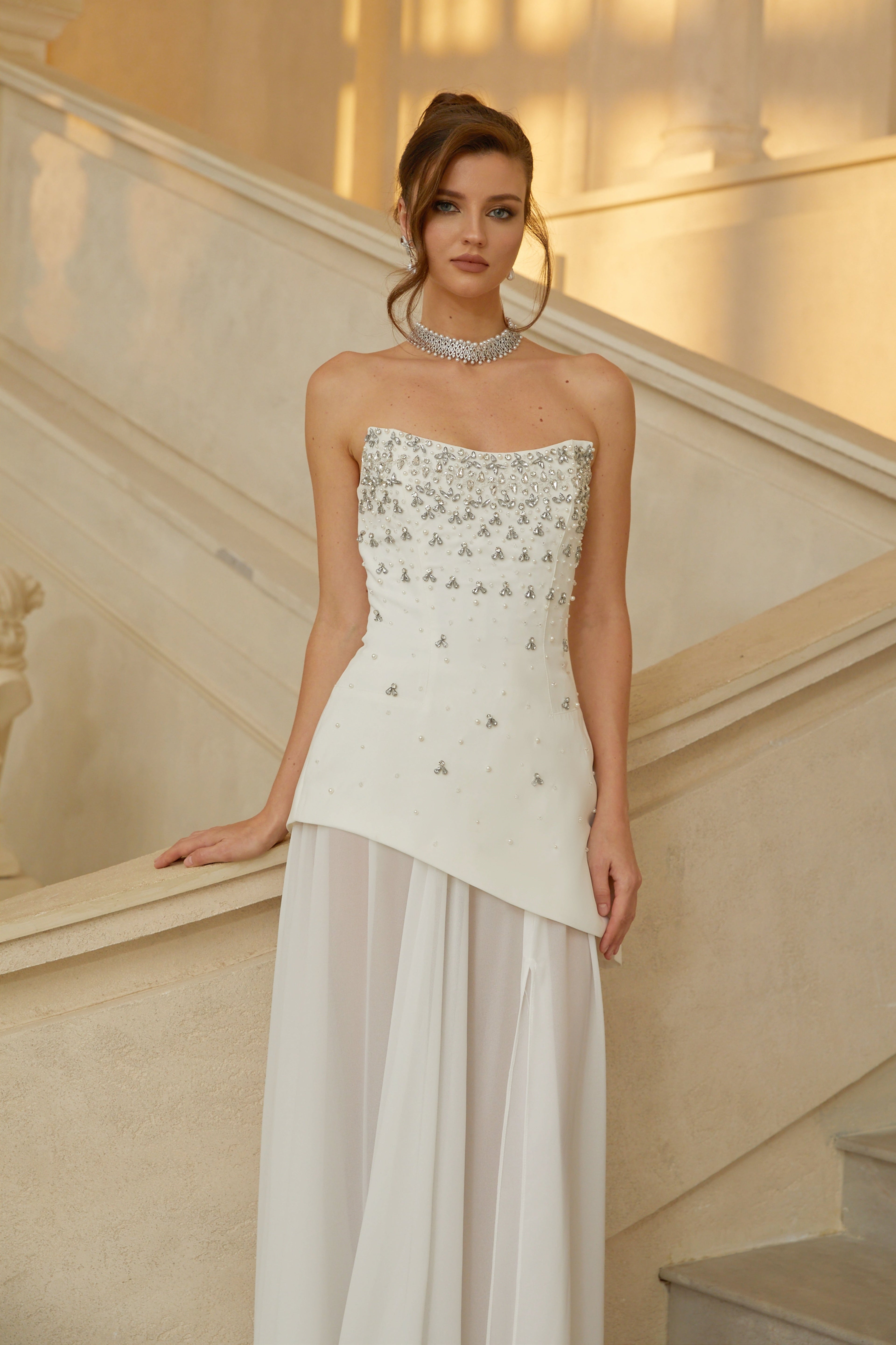 Melisande White Embellished Dress & Skirt Set (Final Sale-US Only)