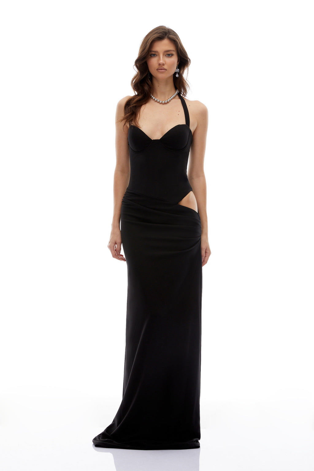 Kaelin Black Halterneck Cut Out  Maxi Dress (Final Sale-US Only)