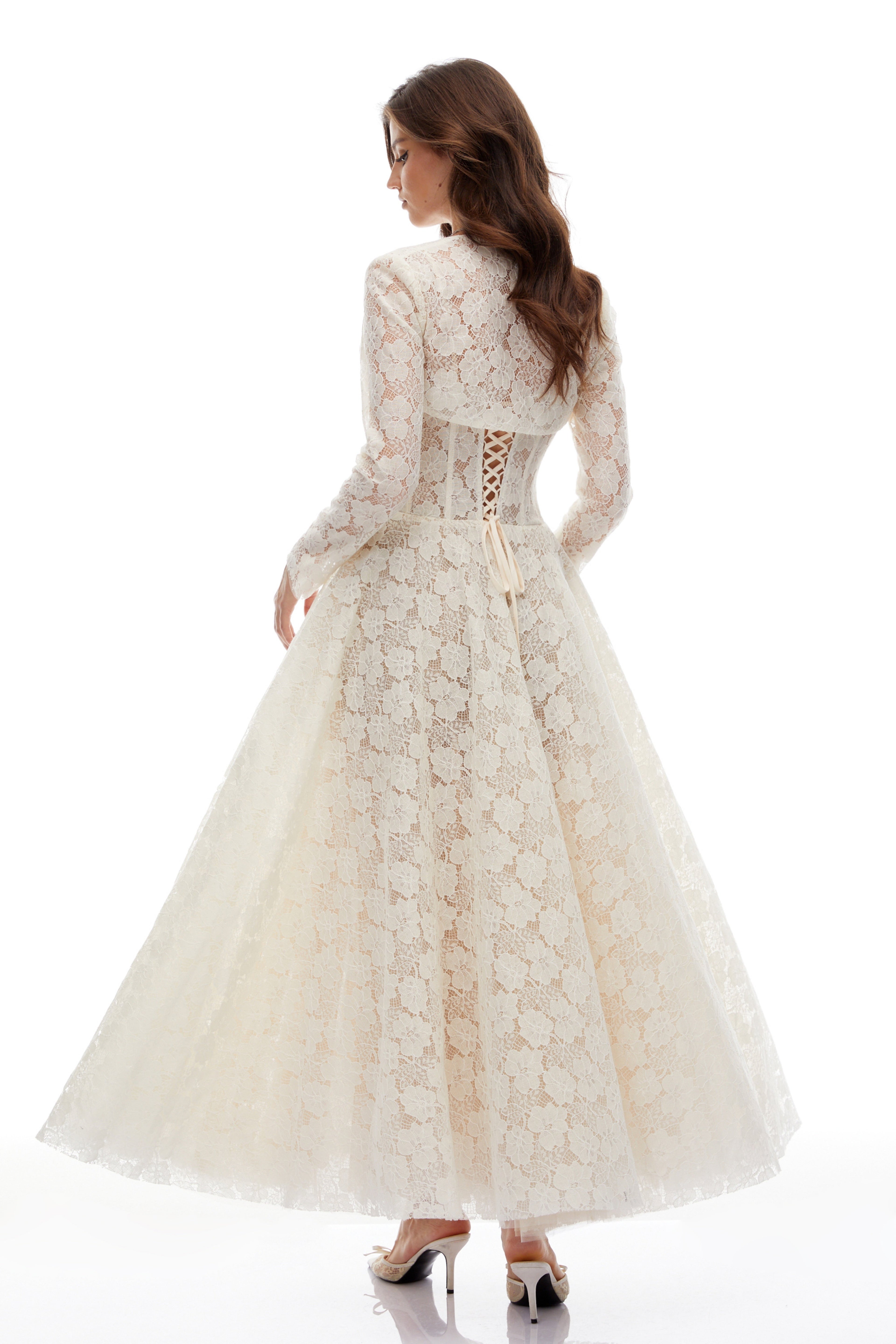 Celina White Lace Corset Maxi Dress