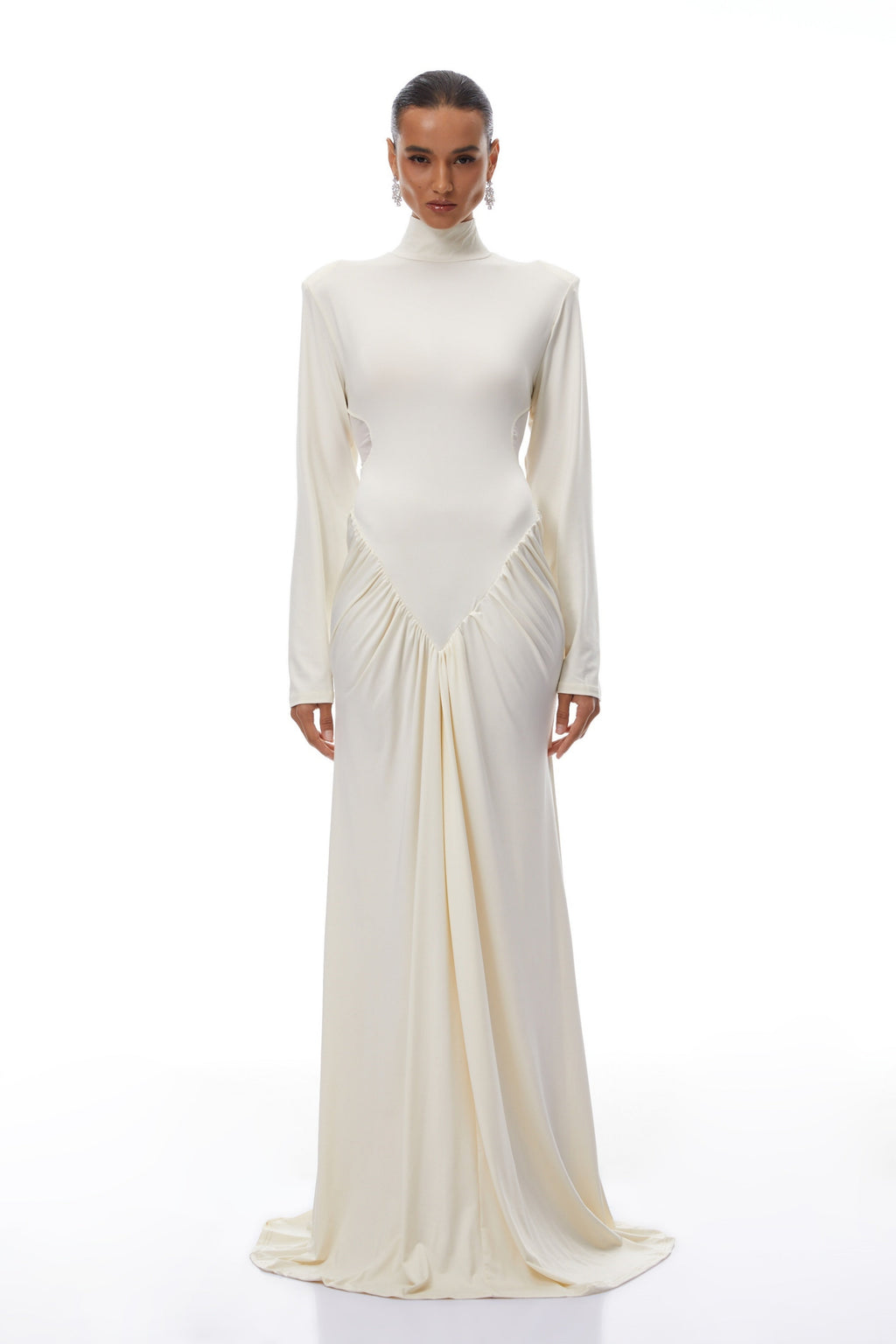 Harriet White Cut Out Ruched Maxi Dress