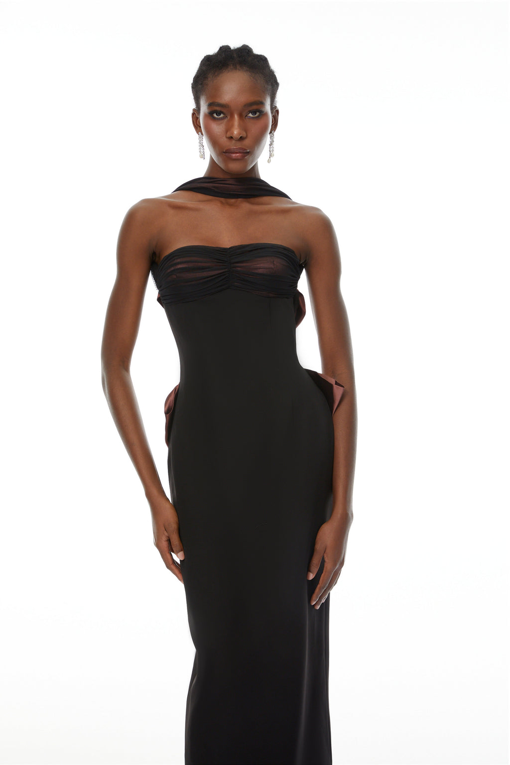Miriam Black Open Back Maxi Gown with Bow