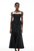 Mina Black Textured Strapless Top & Skirt Set