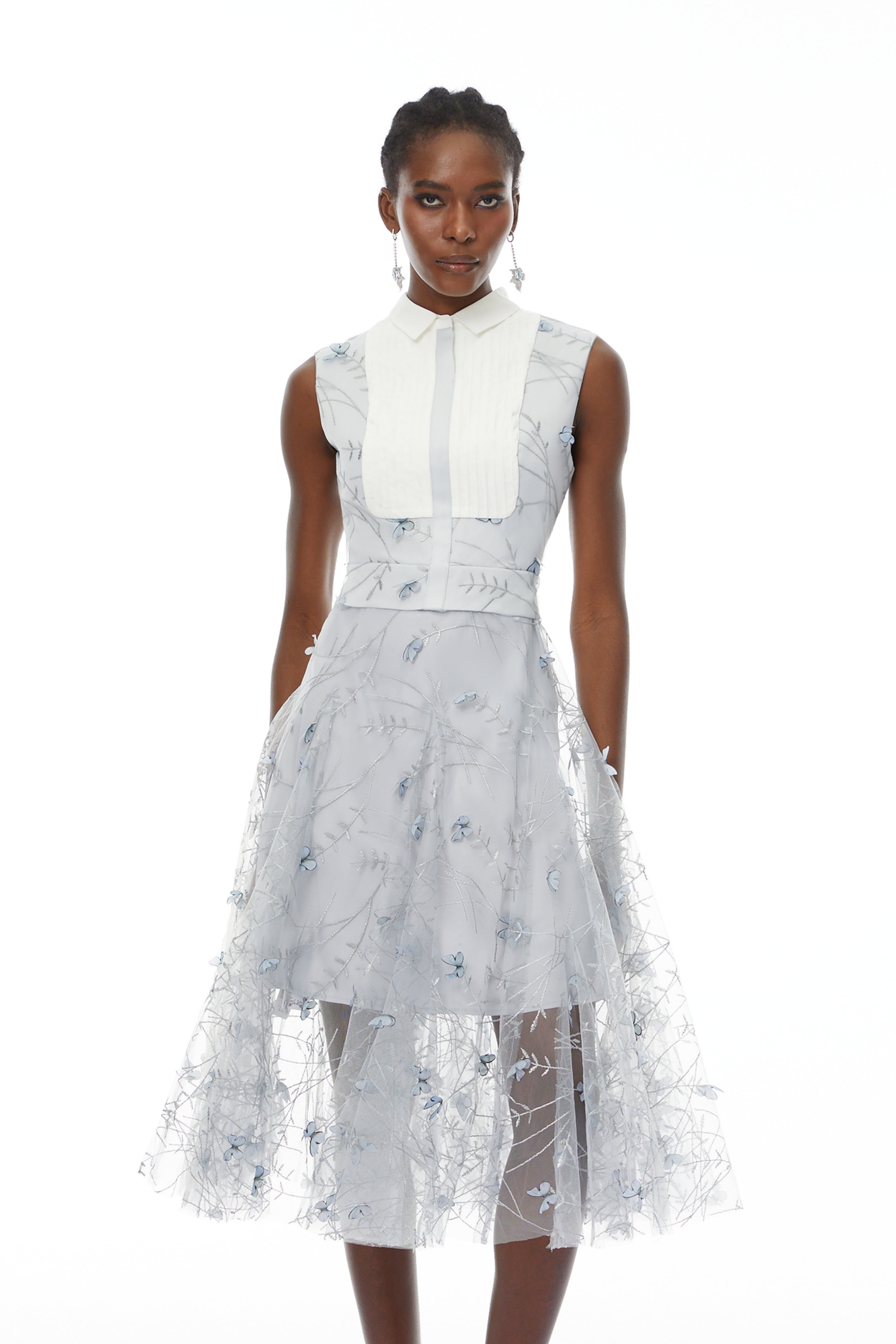 Neve Lavender Floral Appliqué Jacket & Dress Set