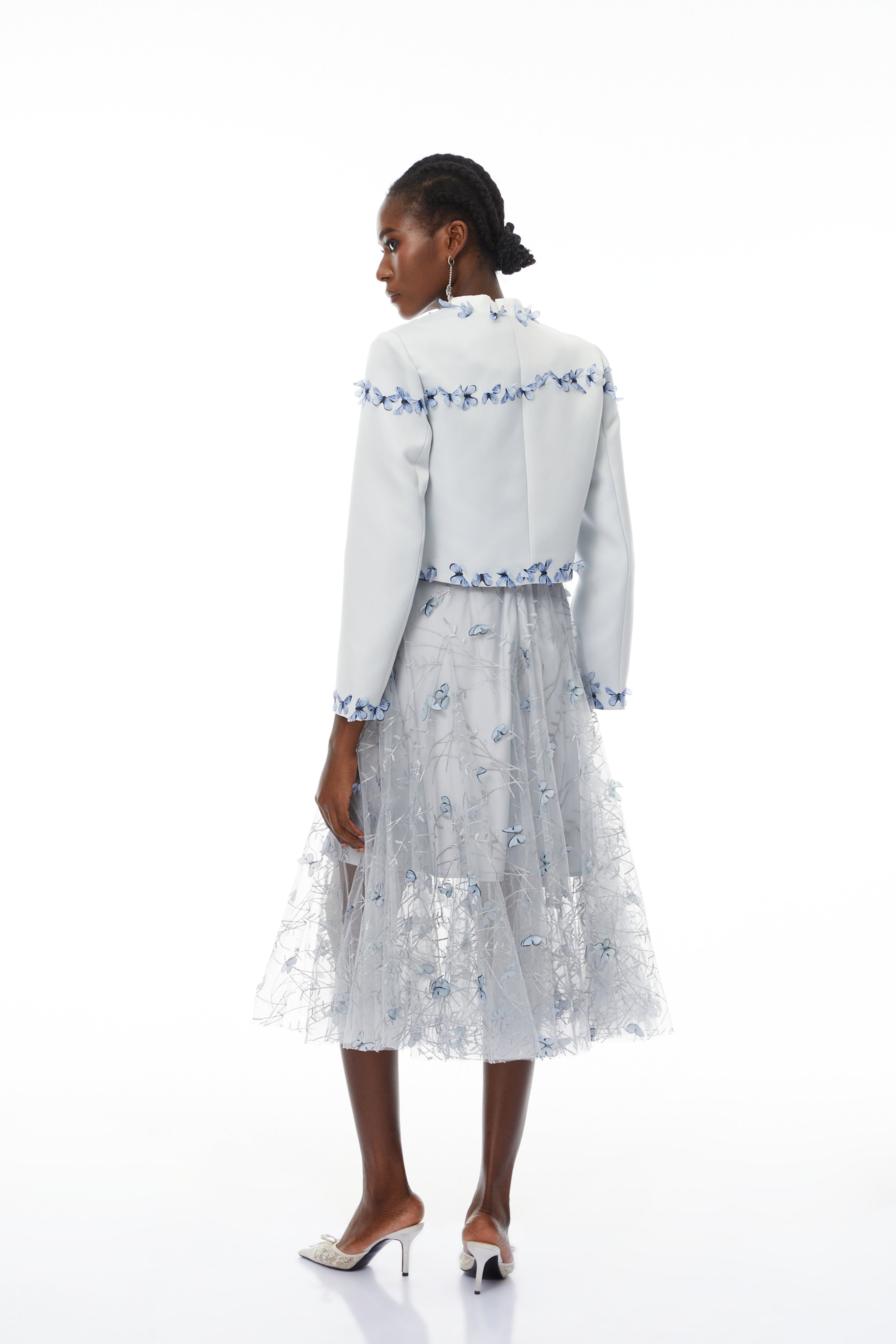 Neve Lavender Floral Appliqué Jacket & Dress Set