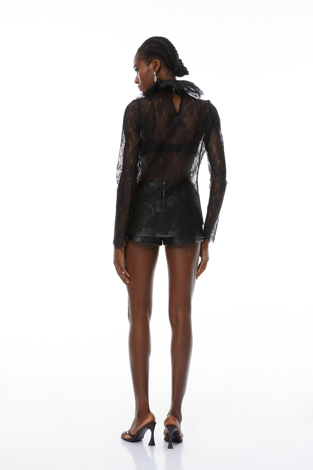 Gordana Black Sheer Lace Blouse