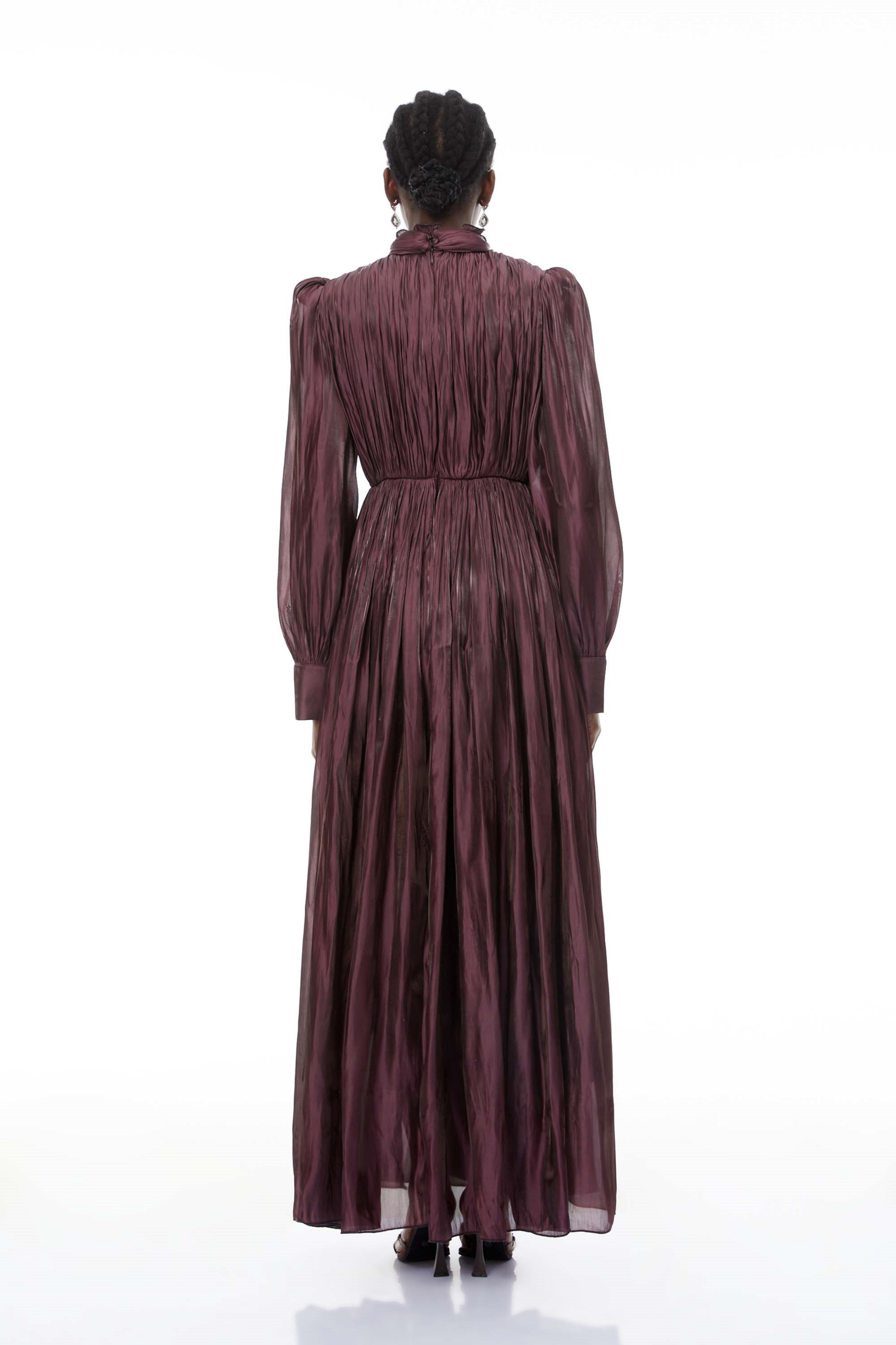 Sage Brown Crossed Design Maxi Dress