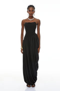 Valeria Black Asymmetrical Hem Maxi Dress