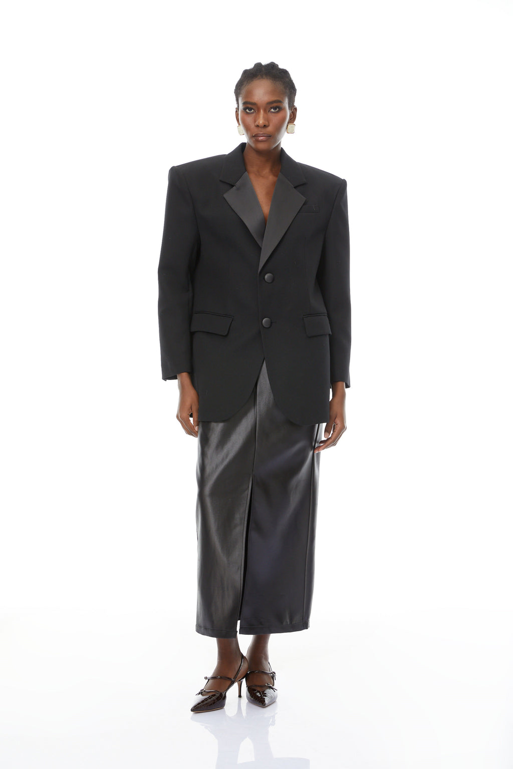 Simona Black Lapel Single-Breasted Blazer