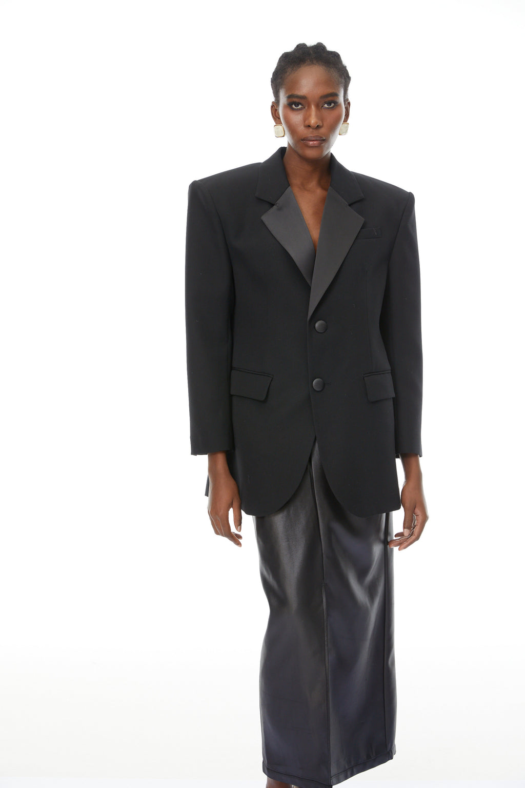 Simona Black Lapel Single-Breasted Blazer