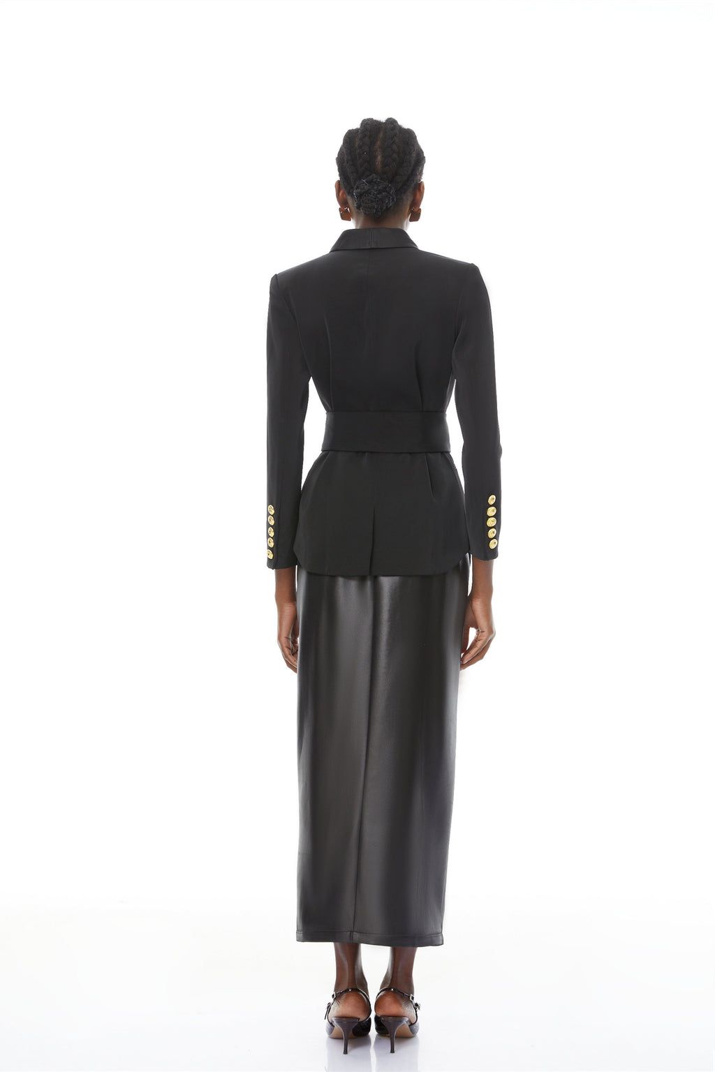 Octavia Black Belted Double-Breasted Blazer