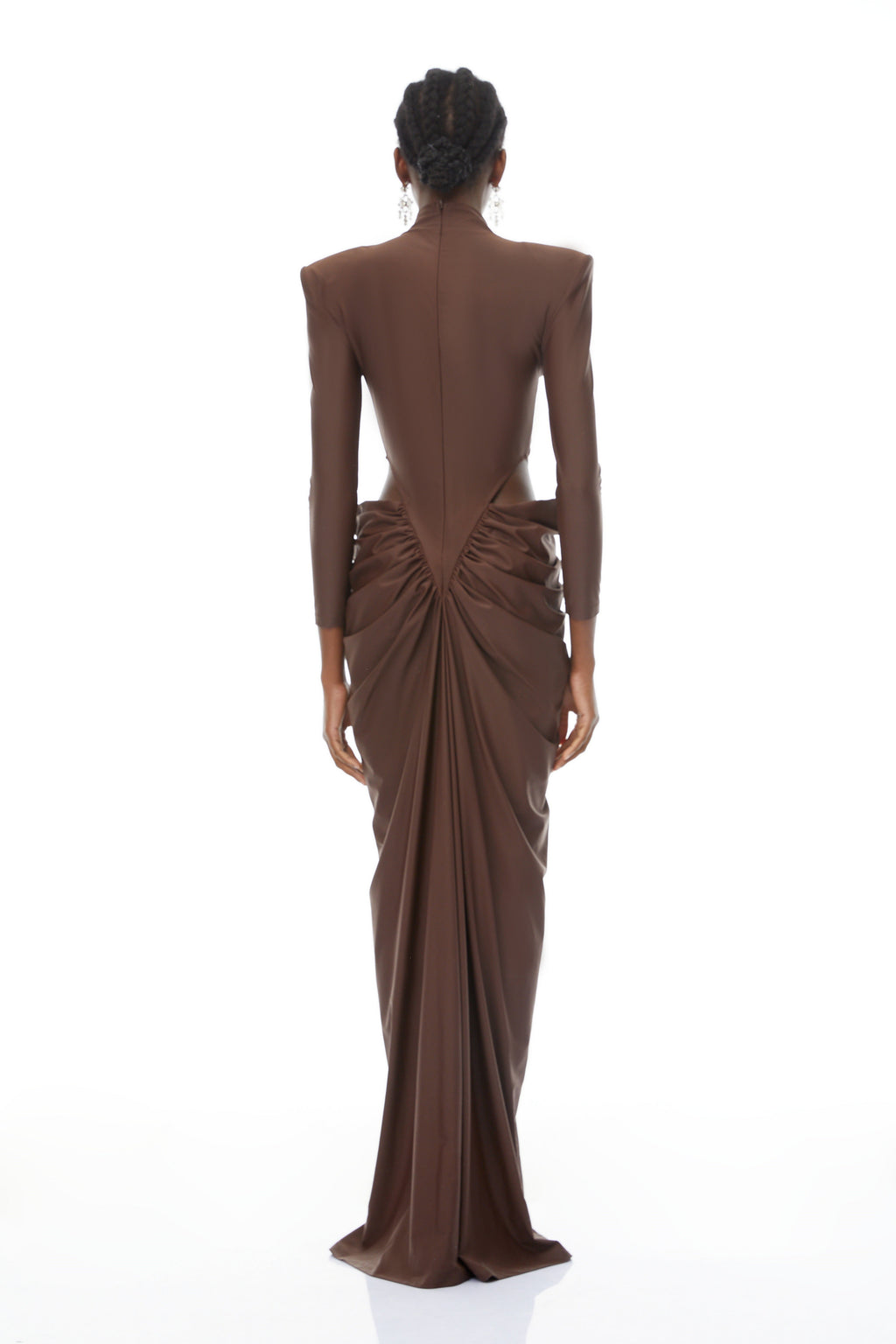 Arlene Brown Cut Out Ruched Maxi Dress