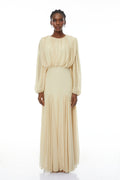 Annabelle Yellow Lantern Sleeve Pleated Maxi Dress (Final Sale-US Only)