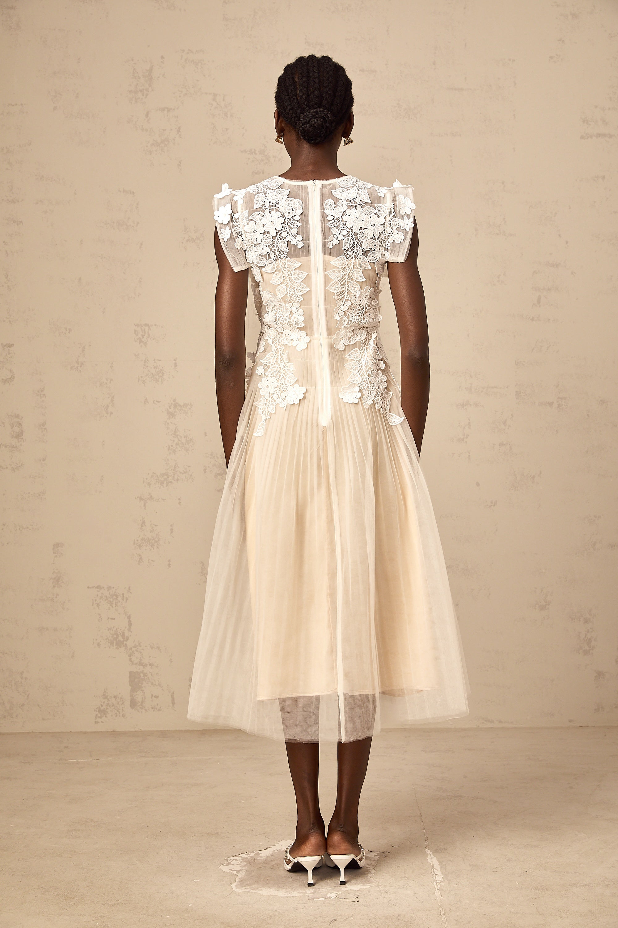 Annabelle Flower-appliqué Tulle Midi Dress (Final Sale-US Only)
