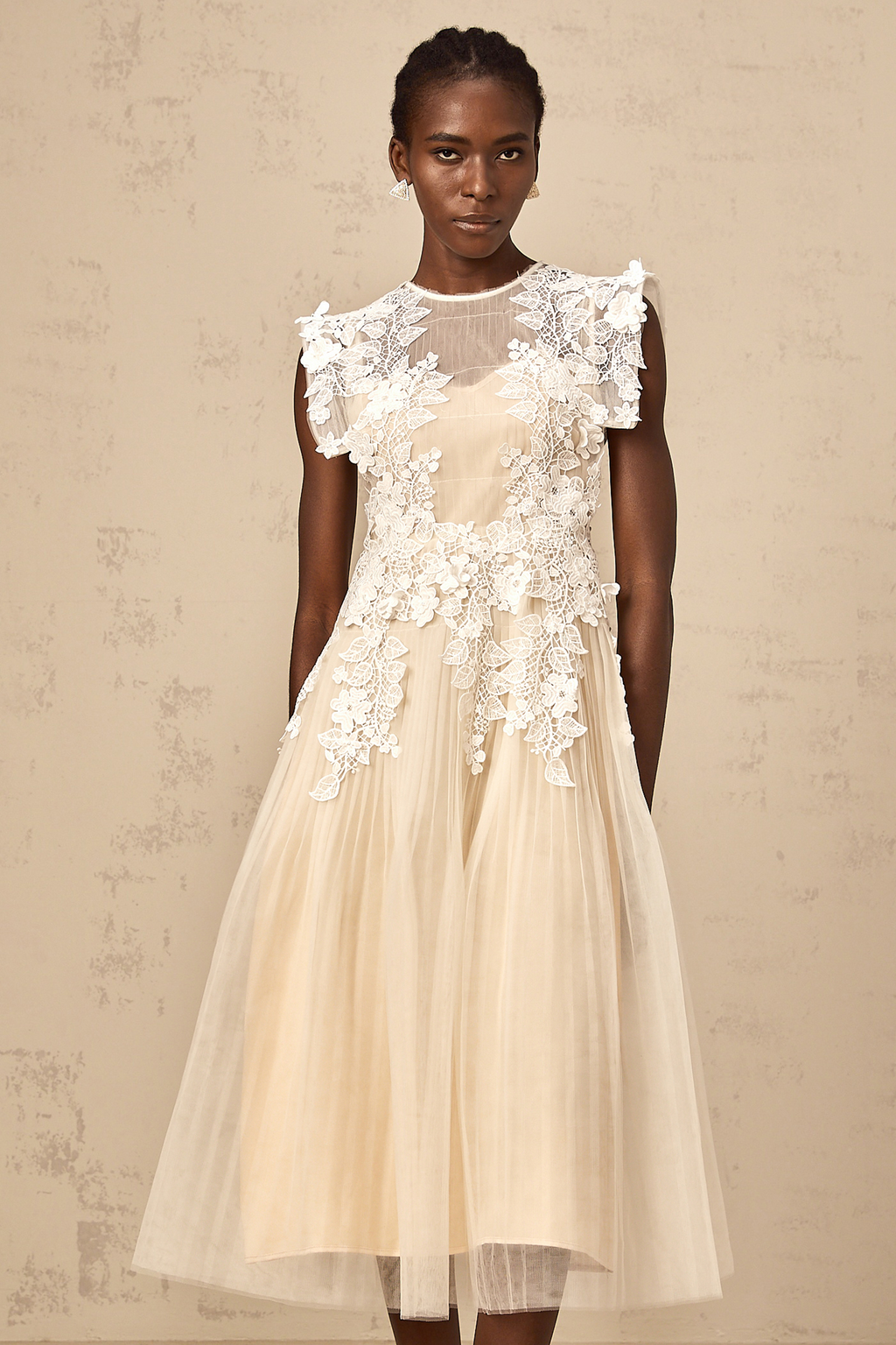 Annabelle Flower-appliqué Tulle Midi Dress (Final Sale-US Only)