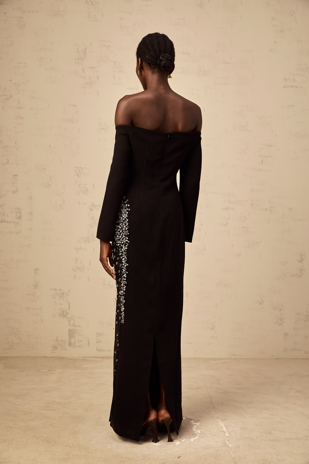 Hyacinthe black mesh-panel embellished maxi dress (Final Sale-US Only)
