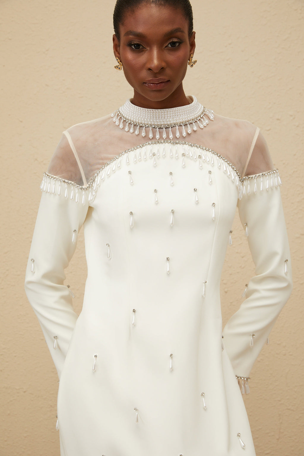 Céline White Embellished Evening Maxi Gown (Final Sale-US Only)