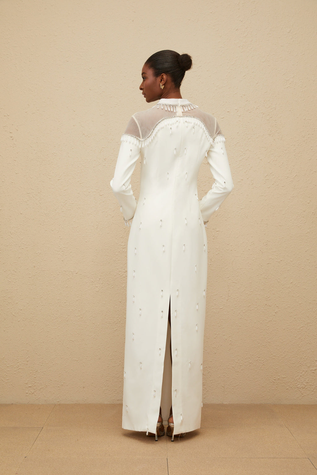 Céline White Embellished Evening Maxi Gown (Final Sale-US Only)
