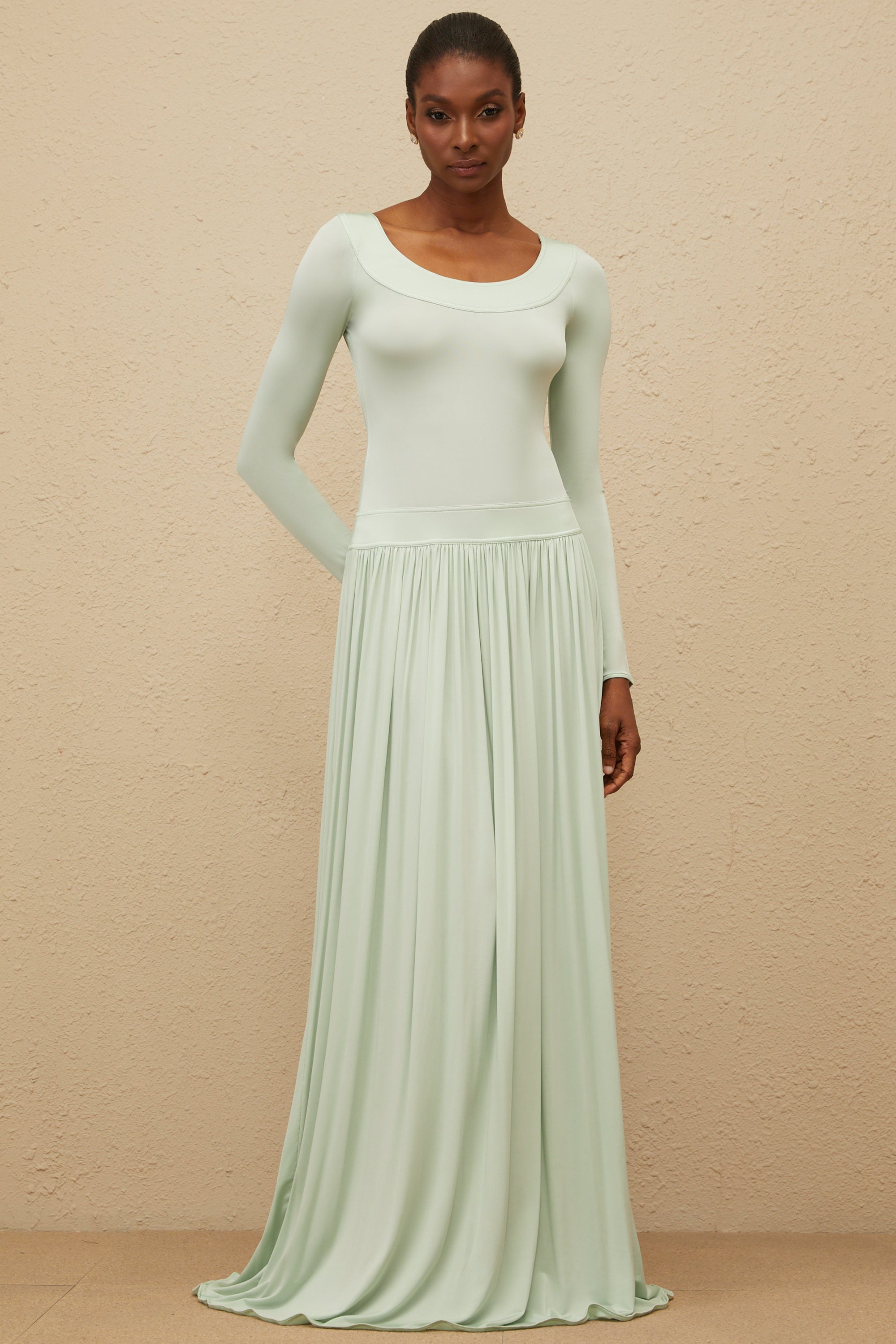 Campagne Green Open-Back Shirred Maxi Dress  (Final Sale-US Only)