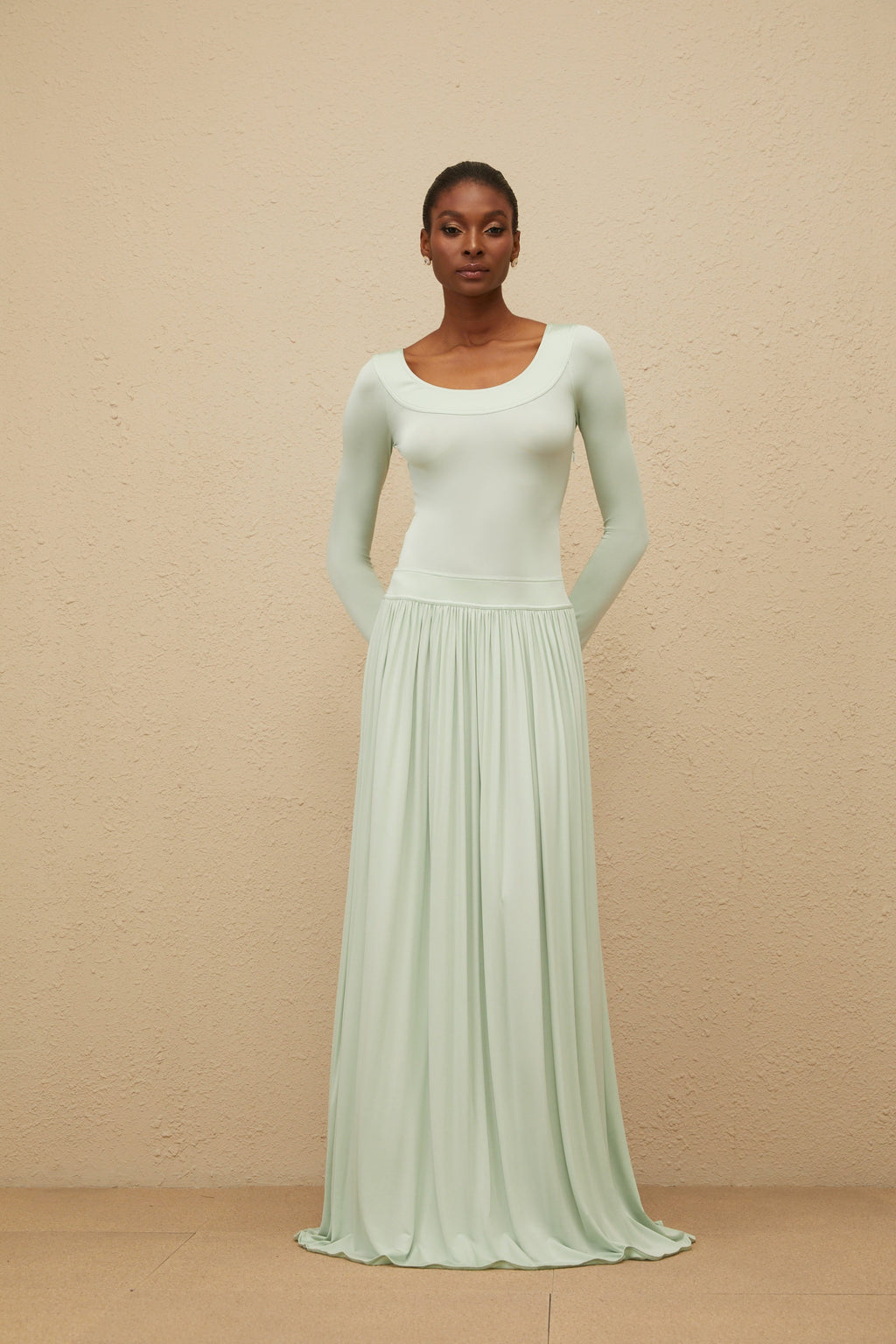 Campagne Green Open-Back Shirred Maxi Dress  (Final Sale-US Only)