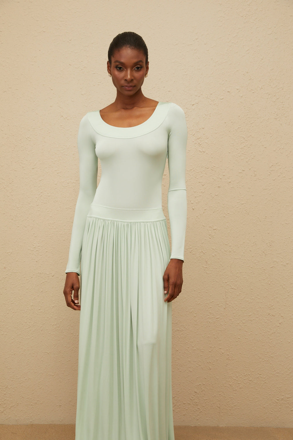 Campagne Green Open-Back Shirred Maxi Dress  (Final Sale-US Only)