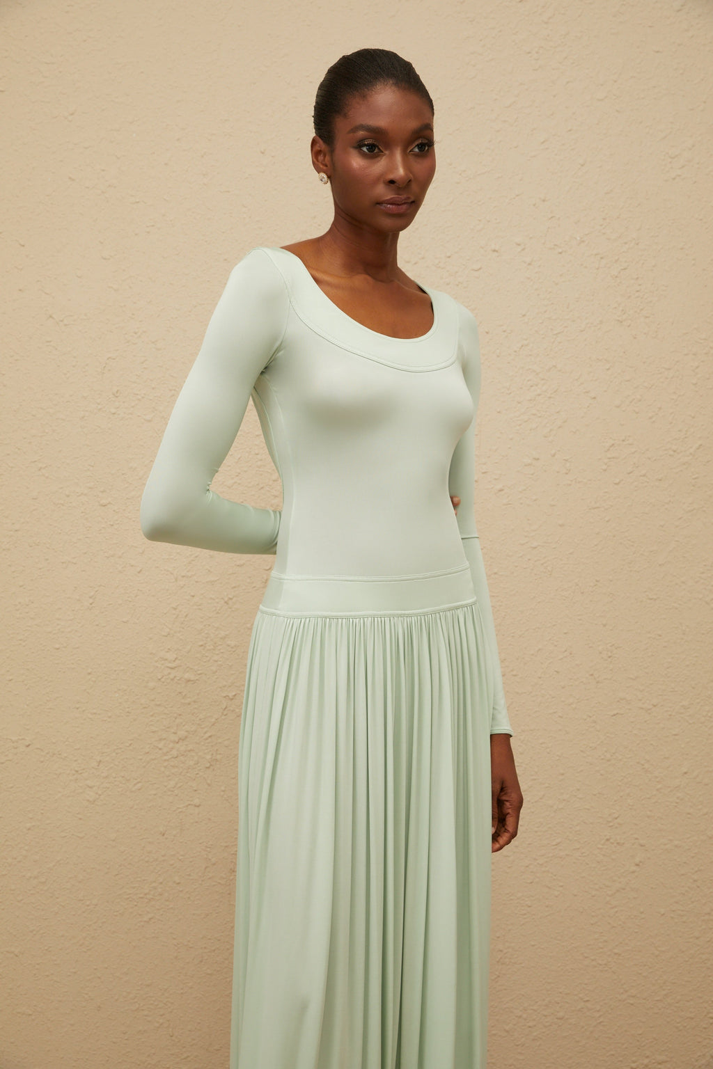 Campagne Green Open-Back Shirred Maxi Dress  (Final Sale-US Only)