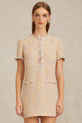 Palme Neutral Embellished Crochet Knit Mini Dress (Final Sale-US Only)