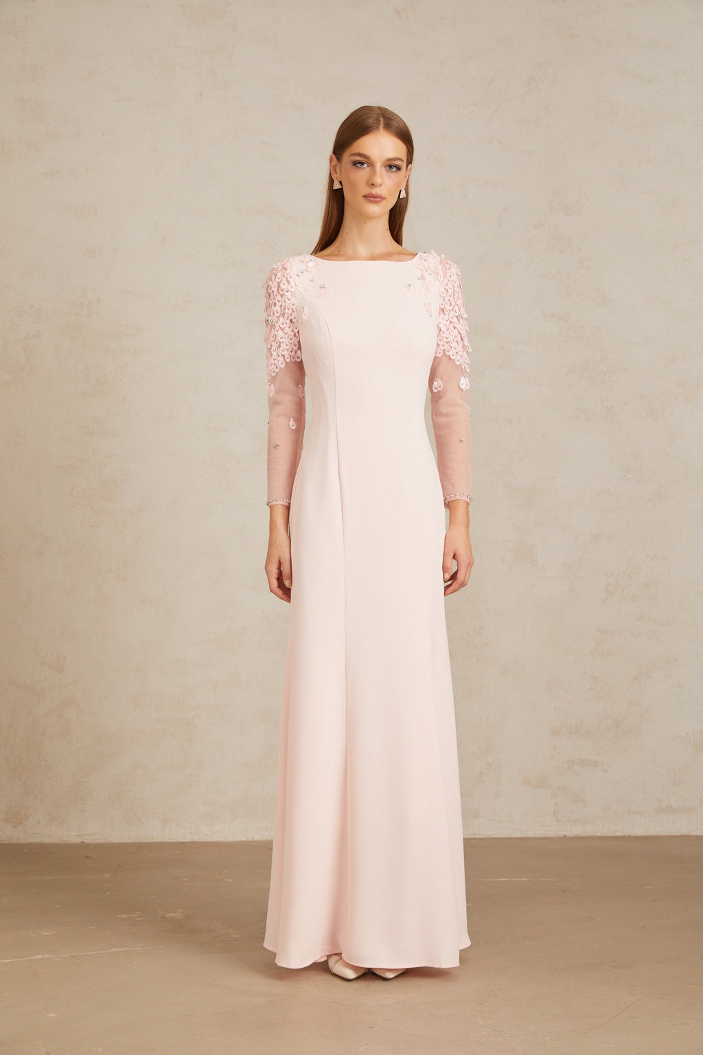 Gunnel Pink Flared Embellished Maxi Gown (Final Sale-US Only)