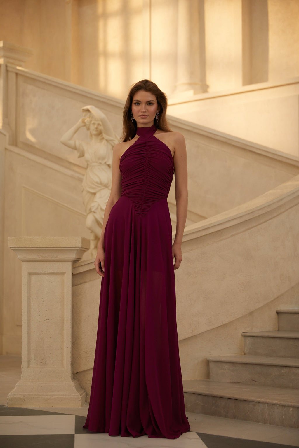 Kerstin Purple Ruched Maxi Dress (Final Sale-US Only)