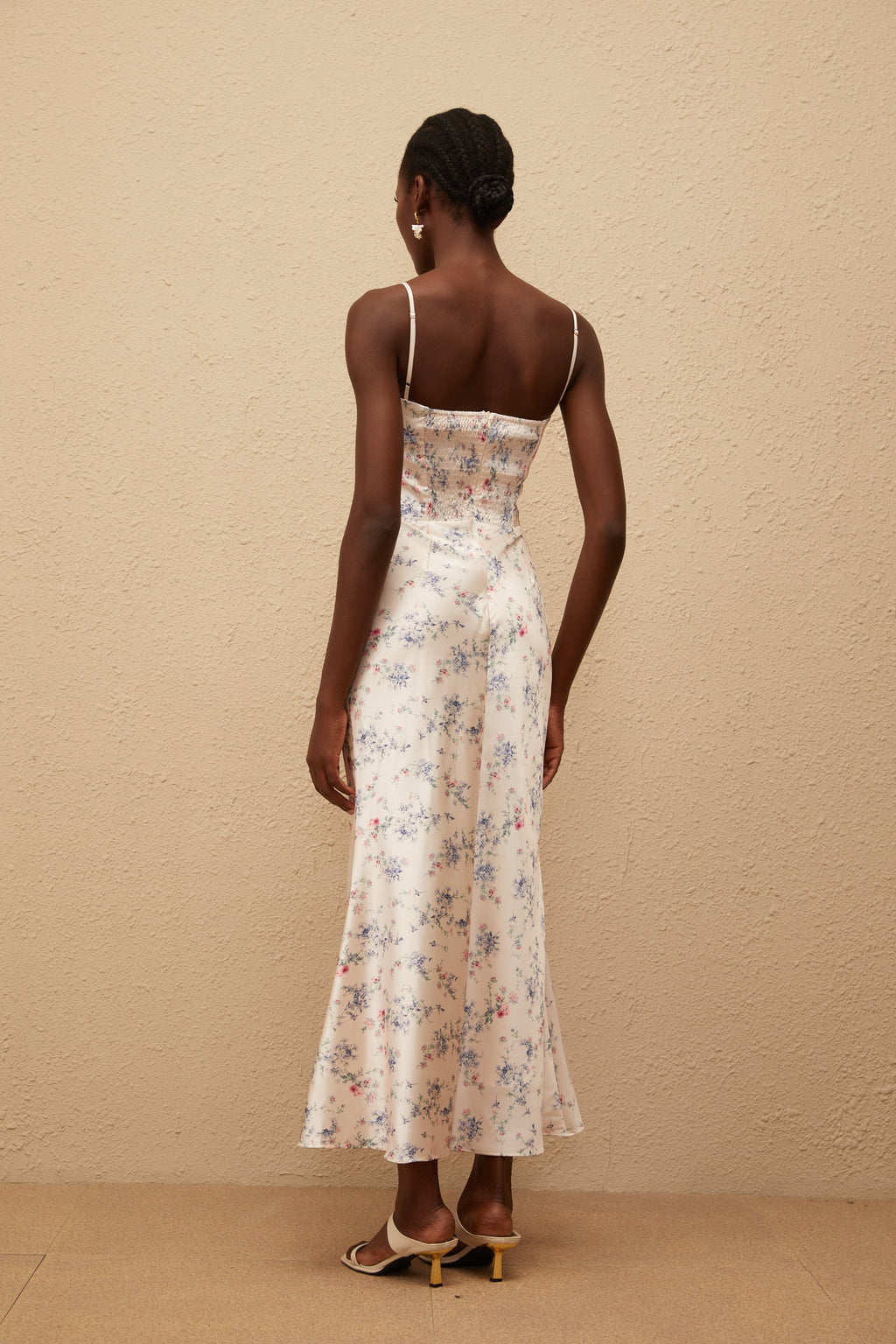 Angeliki White Floral Print Satin Maxi Dress (Final Sale-US Only)