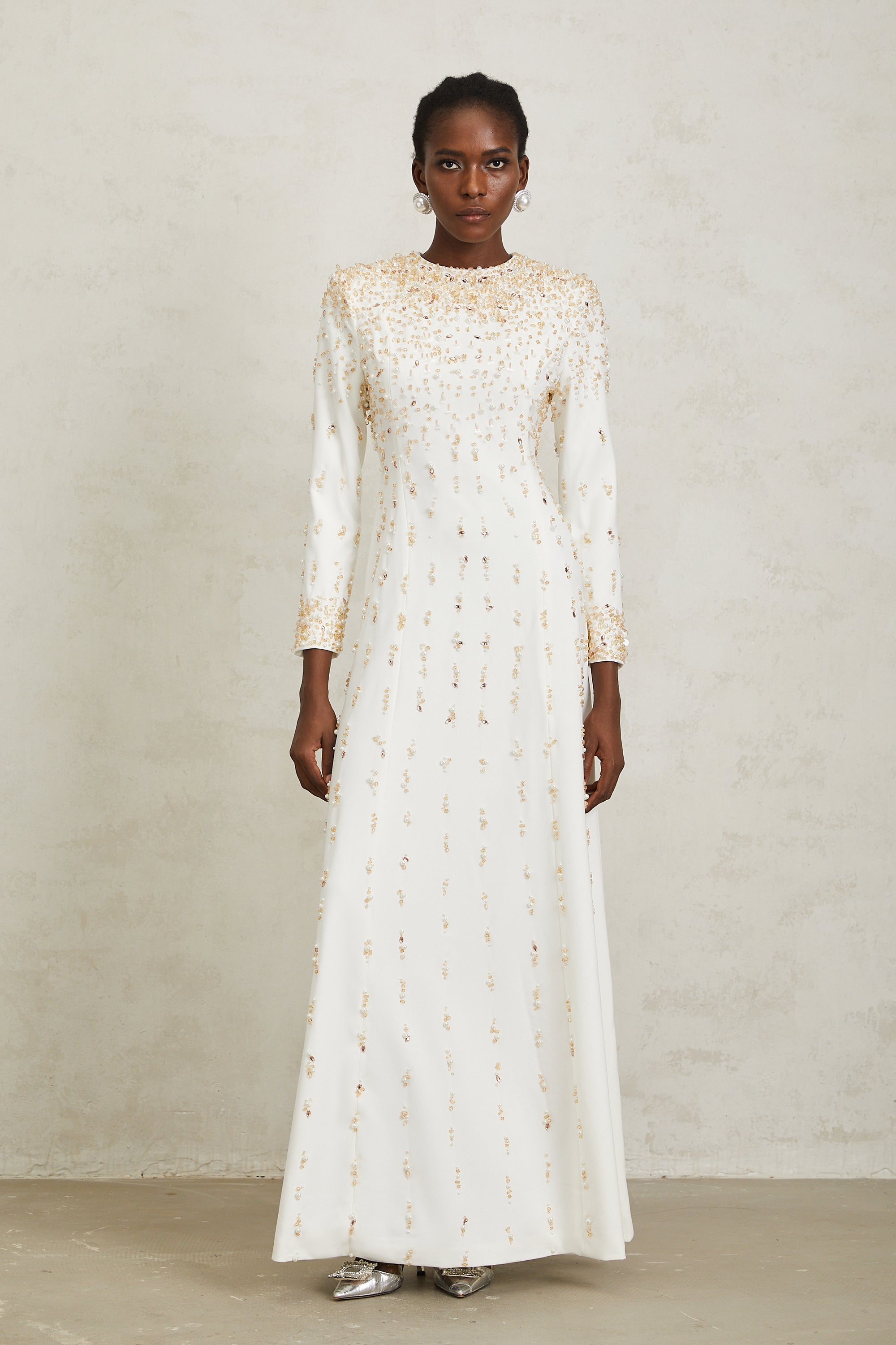 Margarita White Embellished Maxi Dress (Final Sale-US Only)