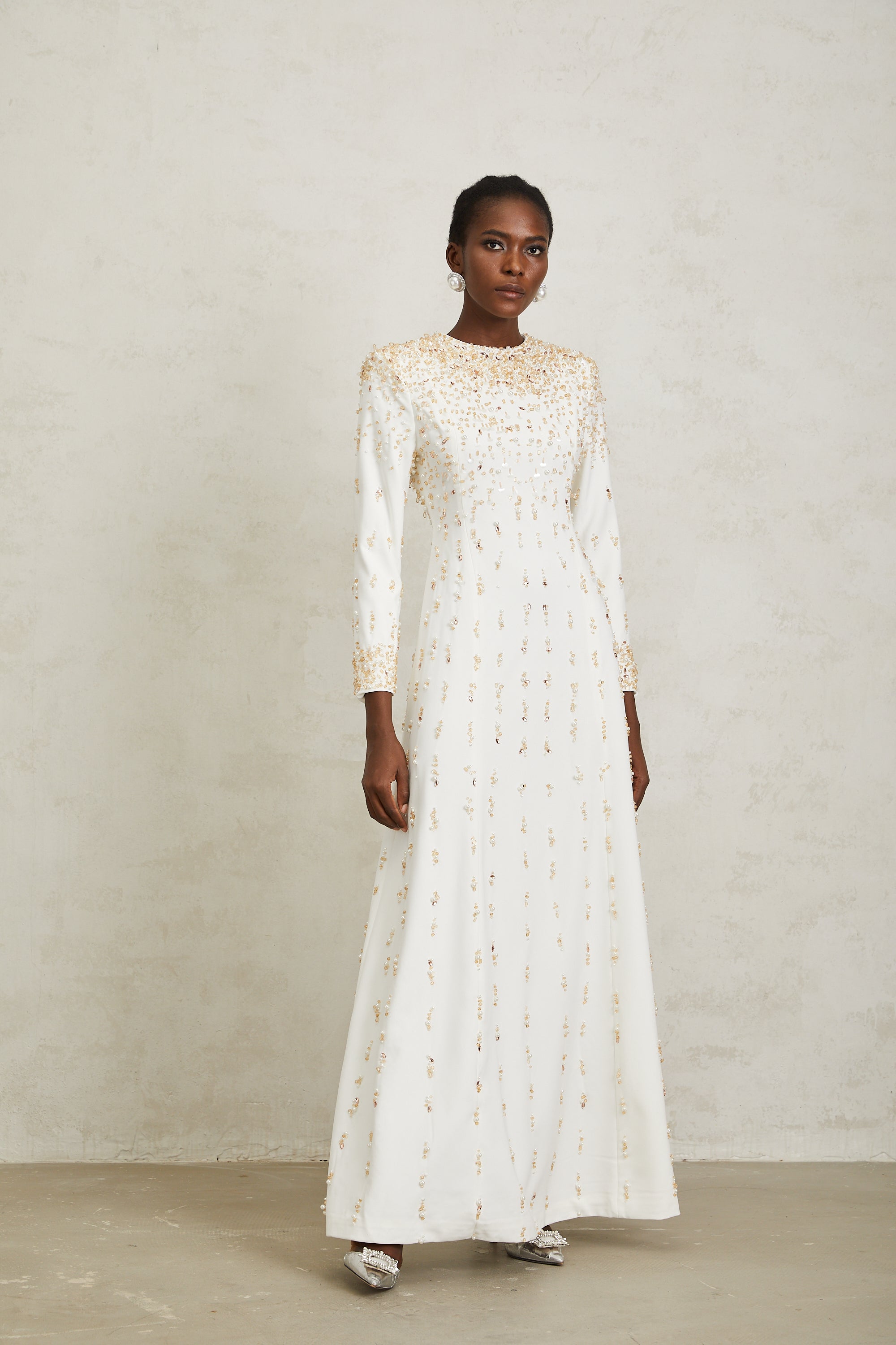 Margarita White Embellished Maxi Dress (Final Sale-US Only)